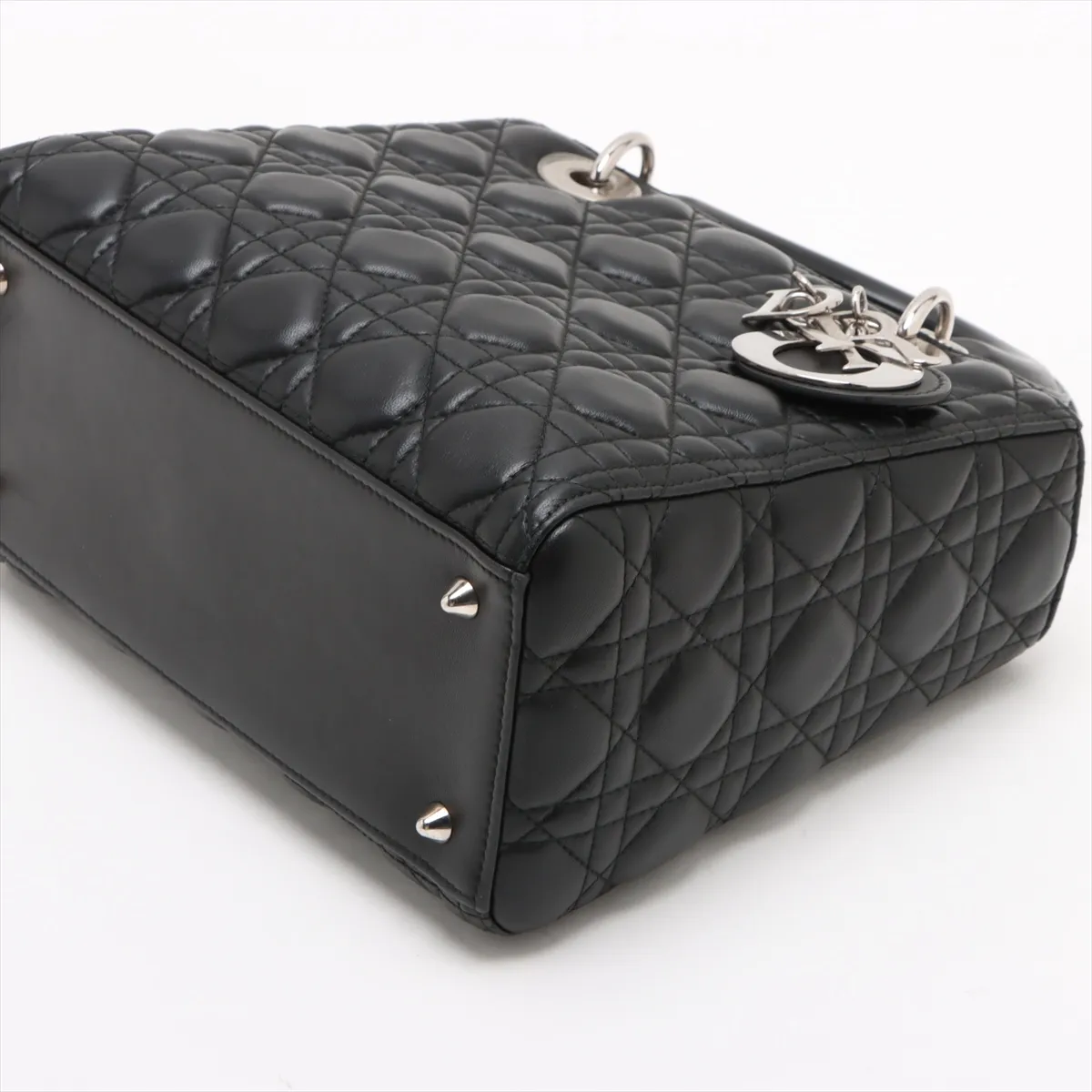 Cannage Lady Dior Leather Handbag Black — view 3