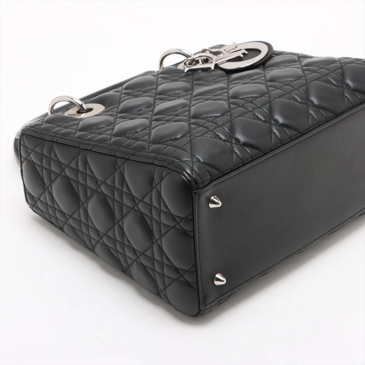Cannage Lady Dior Leather Handbag Black — view 4