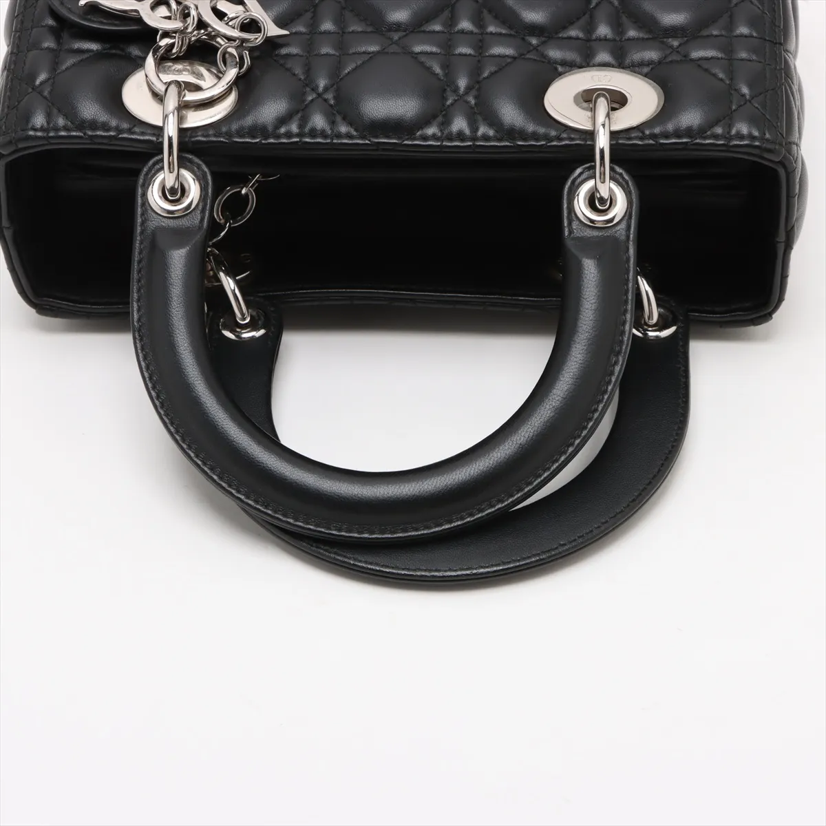 Cannage Lady Dior Leather Handbag Black — view 5