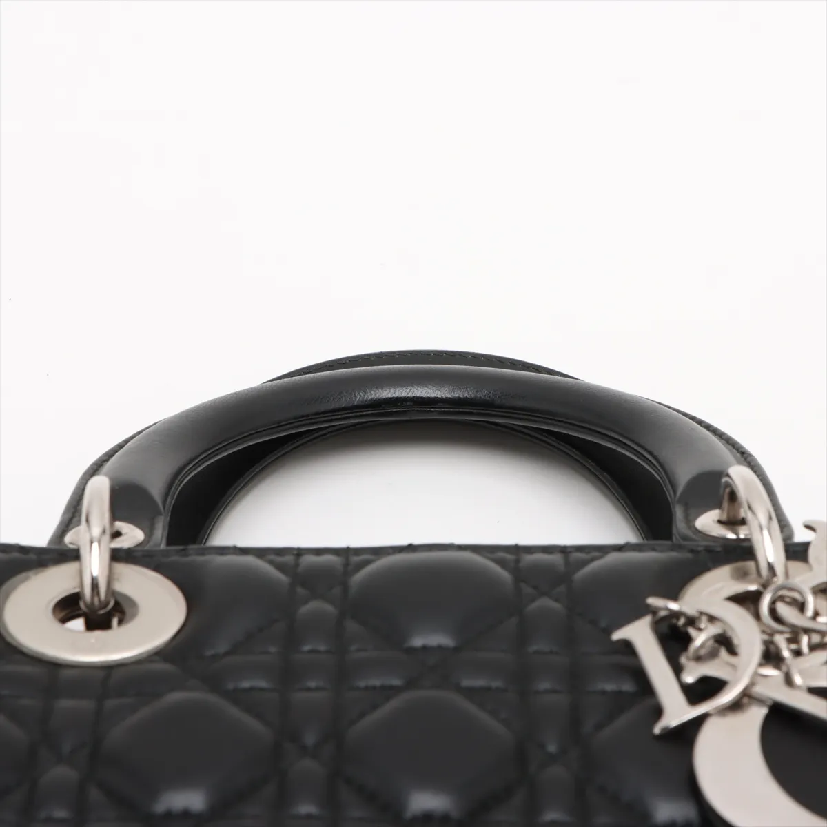 Cannage Lady Dior Leather Handbag Black — view 6