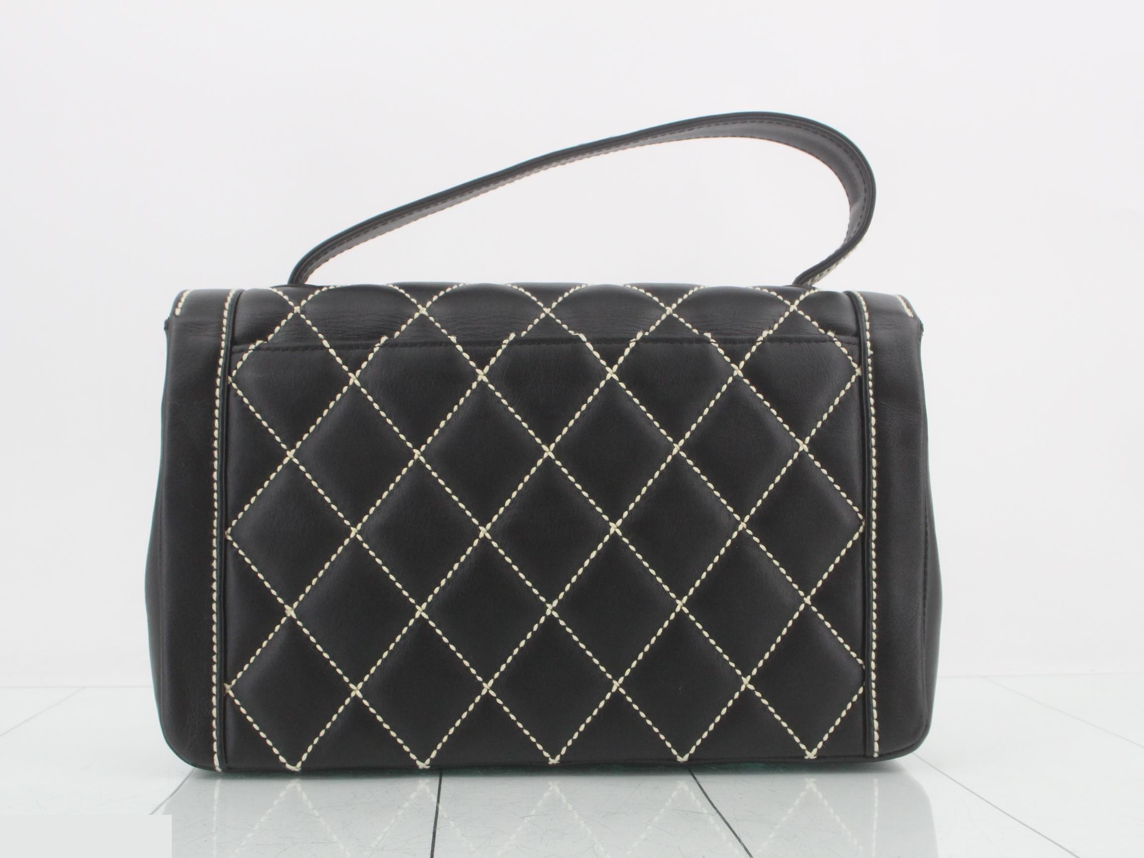 Wild Stitch Classic Top Handle Lambskin Black, Series 9, W30cm — view 2