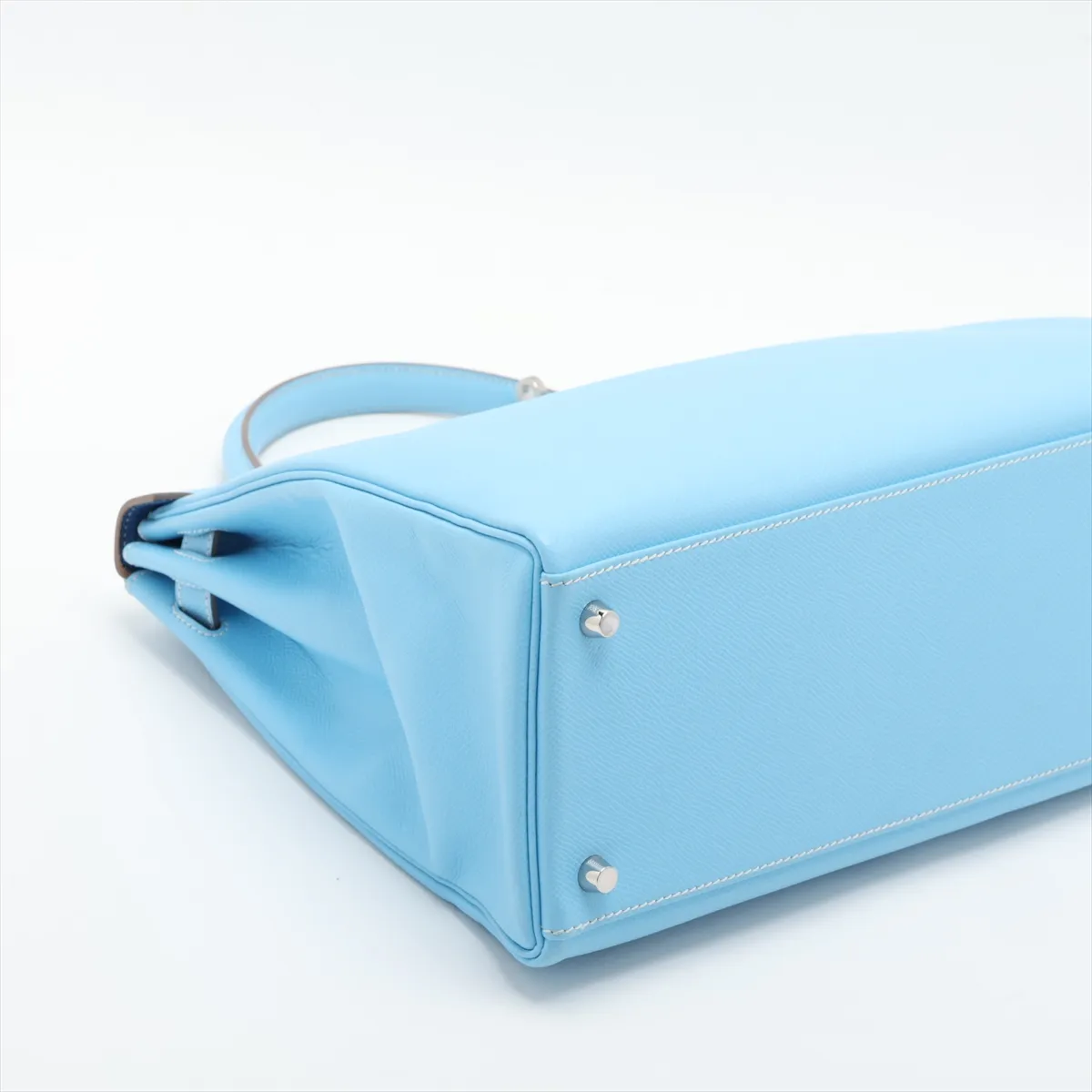[Individually packaged] Hermes Kelly 35 Retournée Verso Veau Epsom Celeste x Mykonos Silver Hardware O: 2011 — view 4