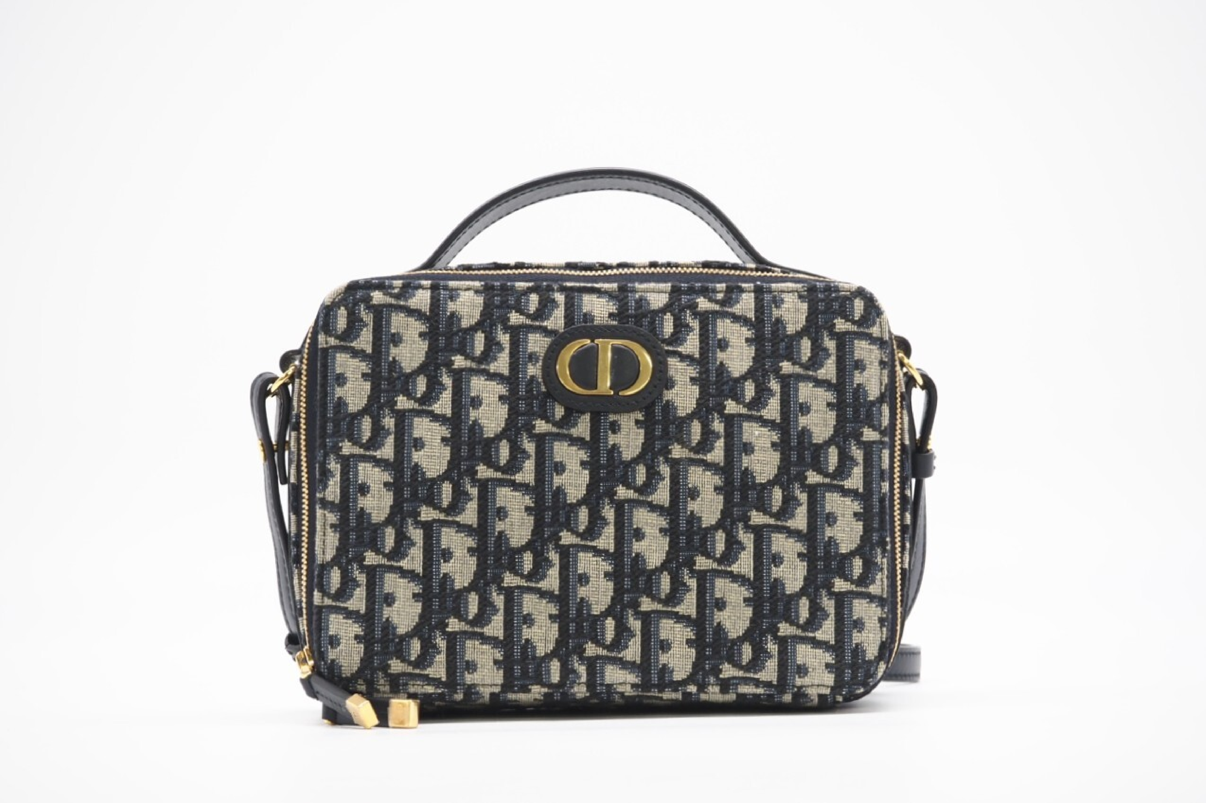 S2141UTZQ Canvas OBLIQUE 30 Montaigne Navy Bag with Dust Bag (Shoulder Bag) — view 10
