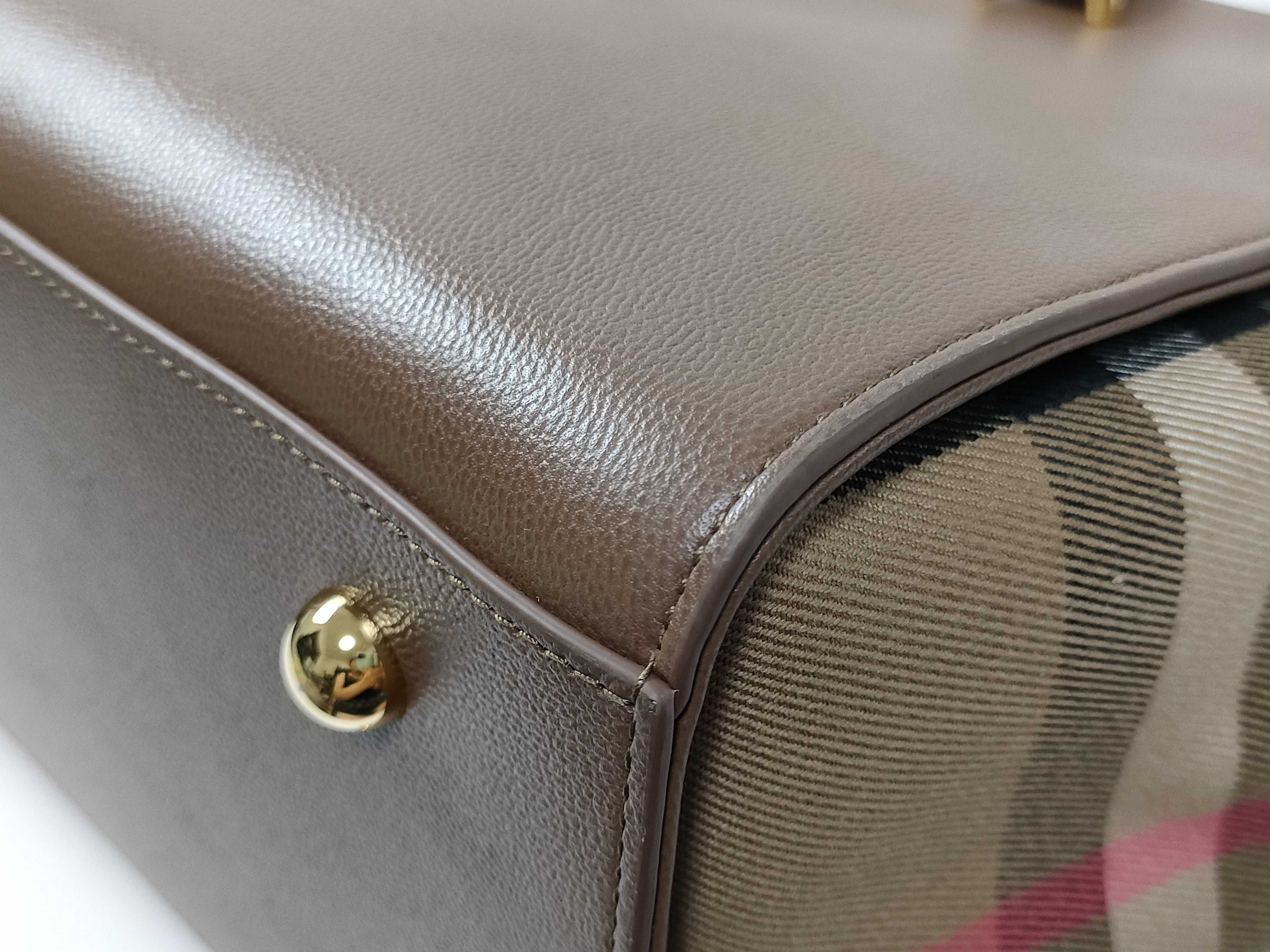 Leather x Canvas 2-Way Handbag, Brown Handbag — view 7