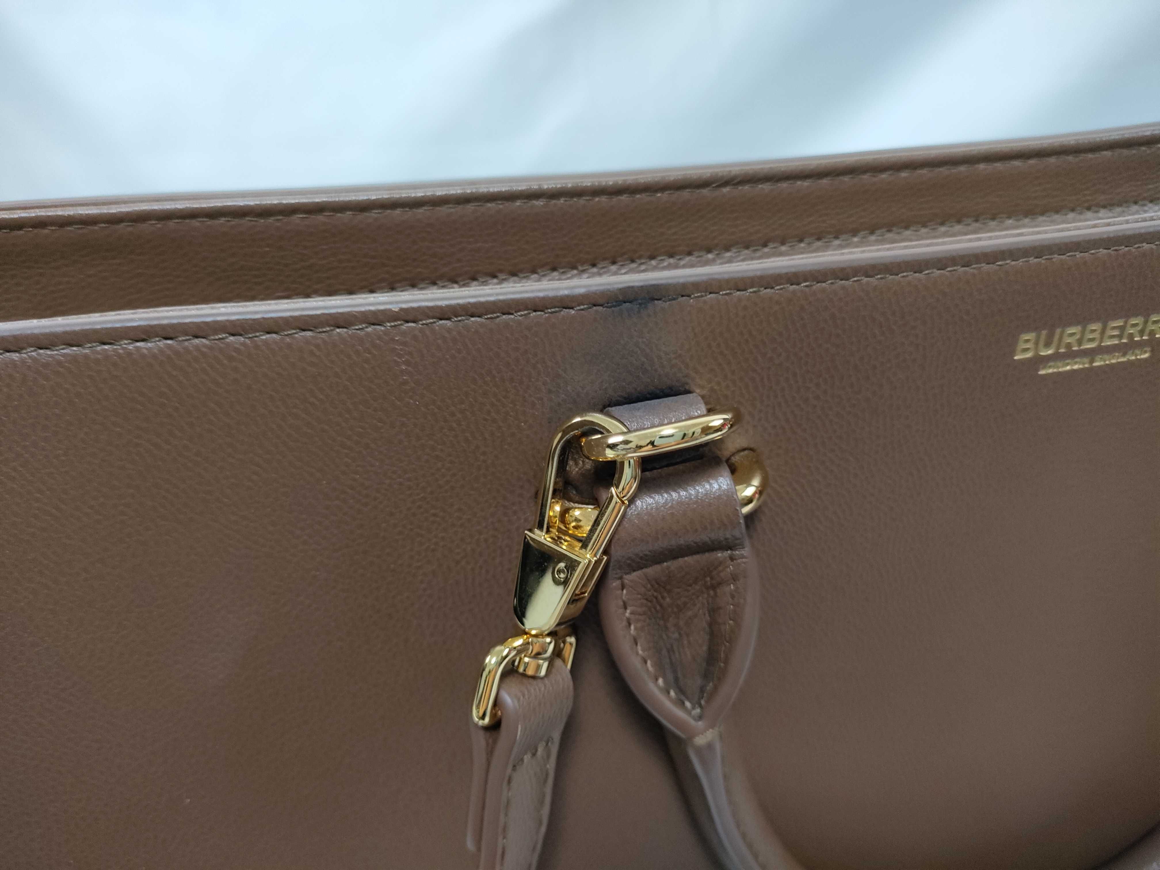 Leather x Canvas 2-Way Handbag, Brown Handbag — view 10