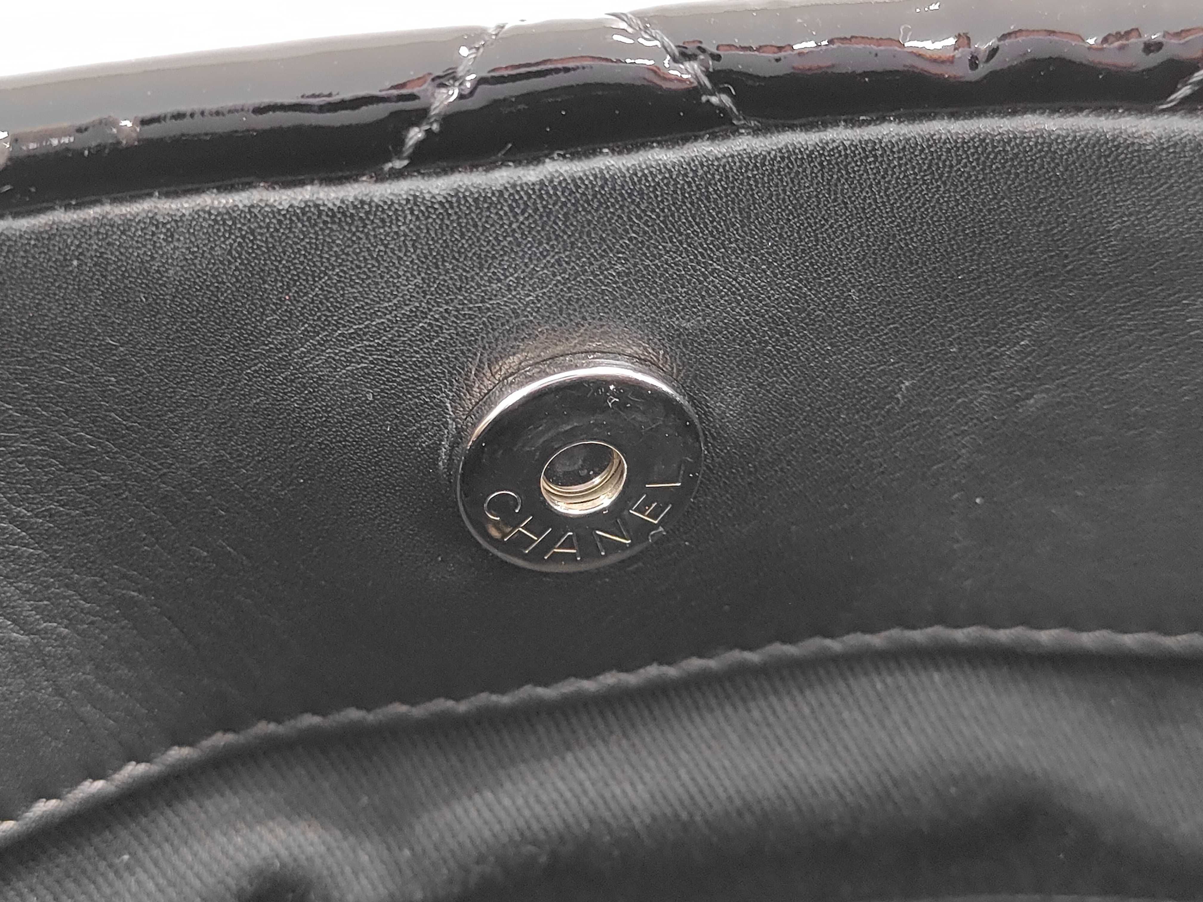 enamel patent chain tote bag — view 11