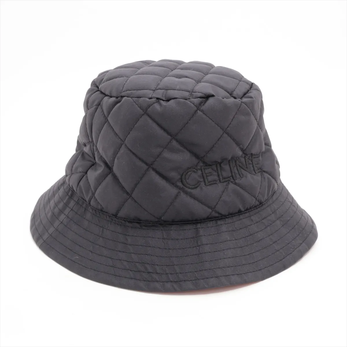 2AUB0495M Quilted Bucket Hat, Size S, Polyamide, Black x Orange. (Note: Some wear, creases, abrasions, — view 2