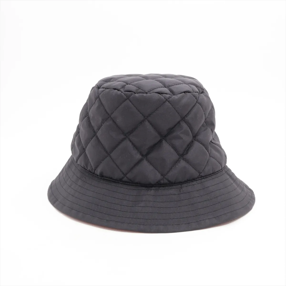 2AUB0495M Quilted Bucket Hat, Size S, Polyamide, Black x Orange. (Note: Some wear, creases, abrasions, — view 3