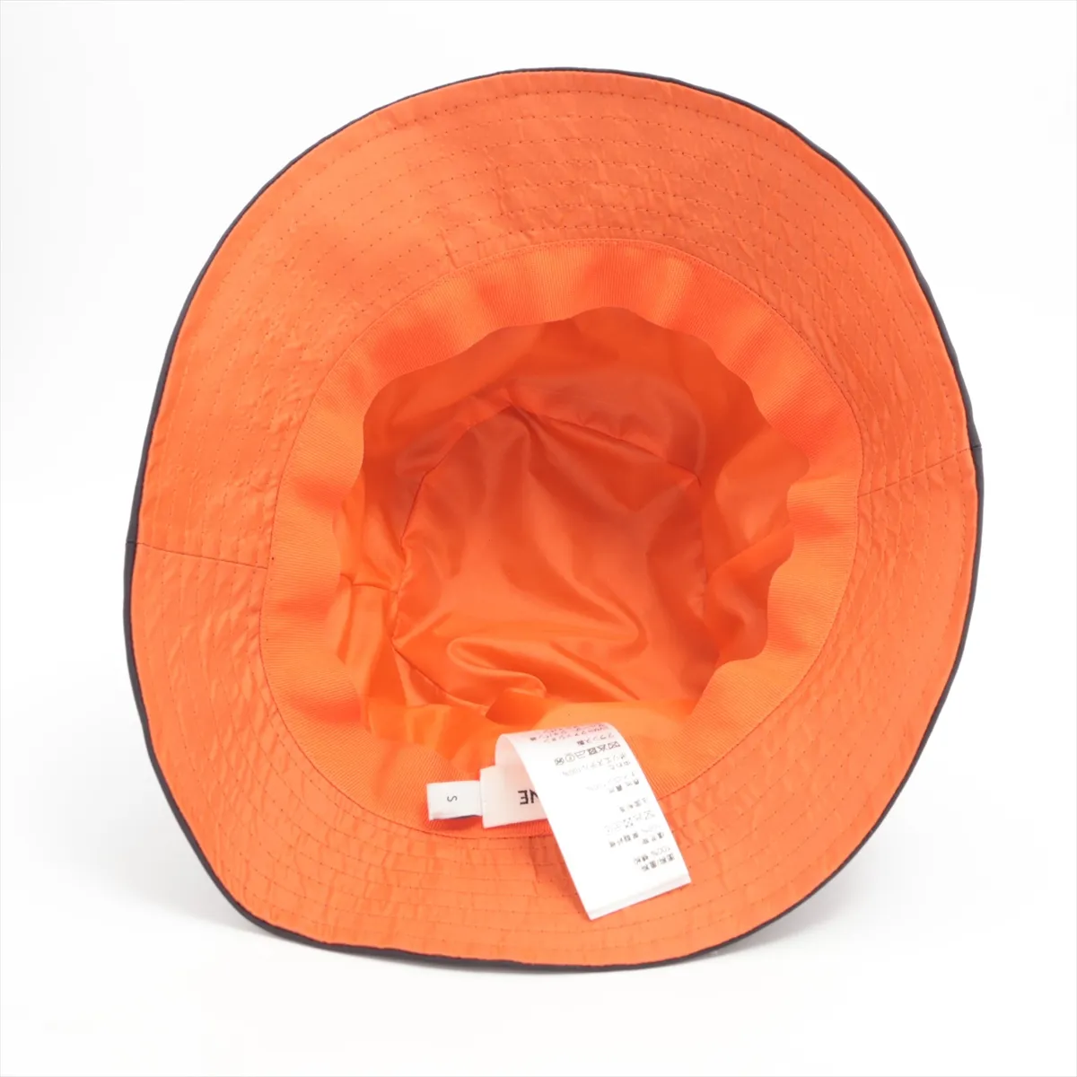 2AUB0495M Quilted Bucket Hat, Size S, Polyamide, Black x Orange. (Note: Some wear, creases, abrasions, — view 4