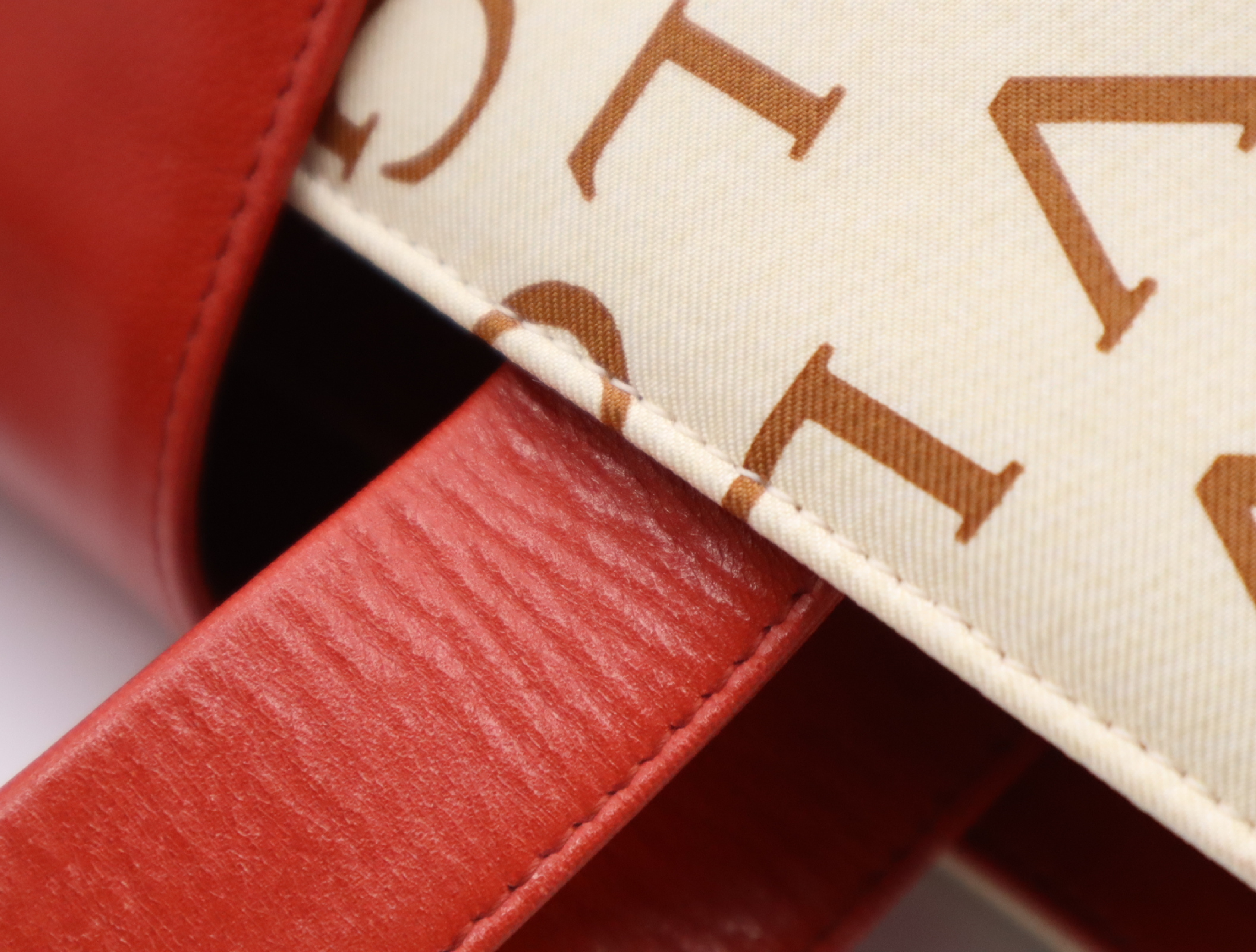 Cotton Logo Mania Handbag, Red/Ivory, with Dust Bag — view 10