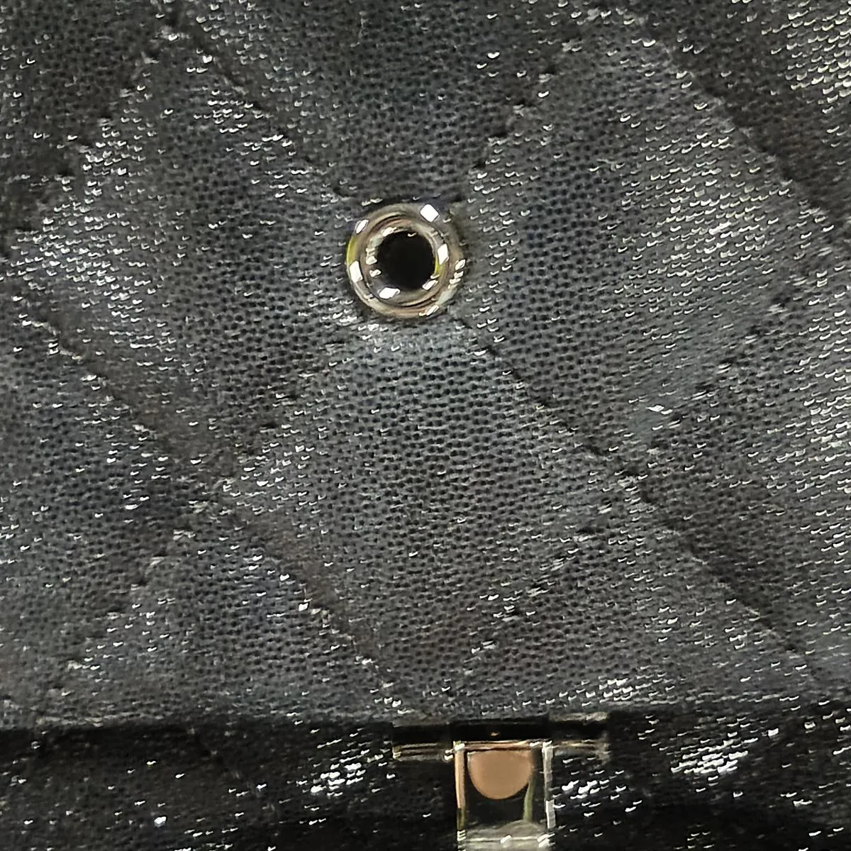 Matelassé Coated Leather Single Flap Double Chain Bag, Black, Silver Hardware, 15185642 (Serial Number 15) — view 11