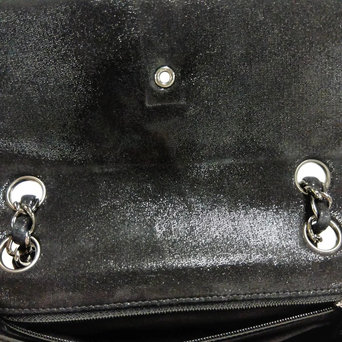 Matelassé Coated Leather Single Flap Double Chain Bag, Black, Silver Hardware, 15185642 (Serial Number 15) — view 10