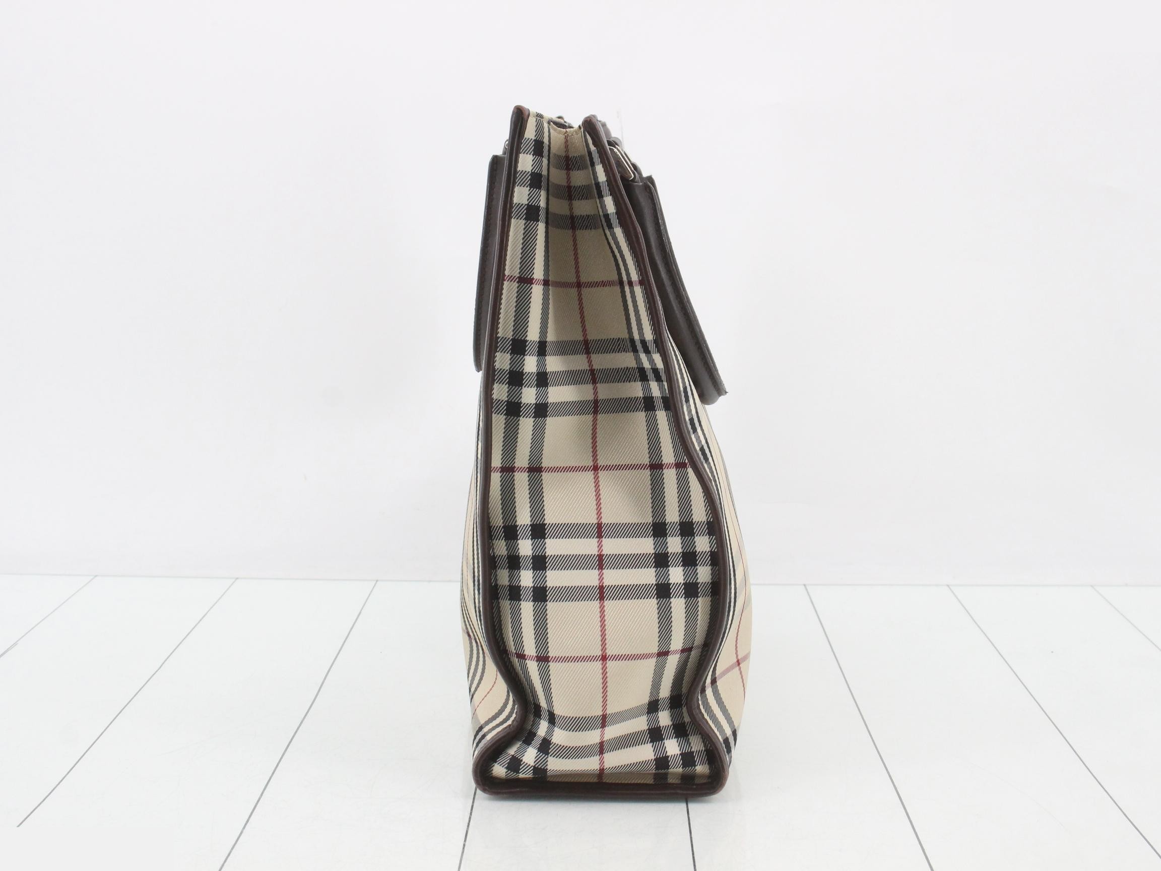 Nova Check Tote Bag, Beige, Canvas, Leather — view 4