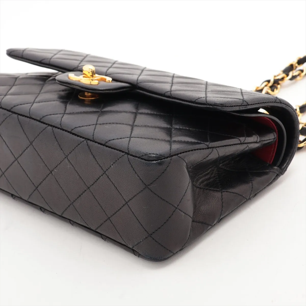 Matelasse 23 Small Lambskin Double Flap Double Chain Bag Black Gold Hardware 0355871 Series 0 A01113 — view 3