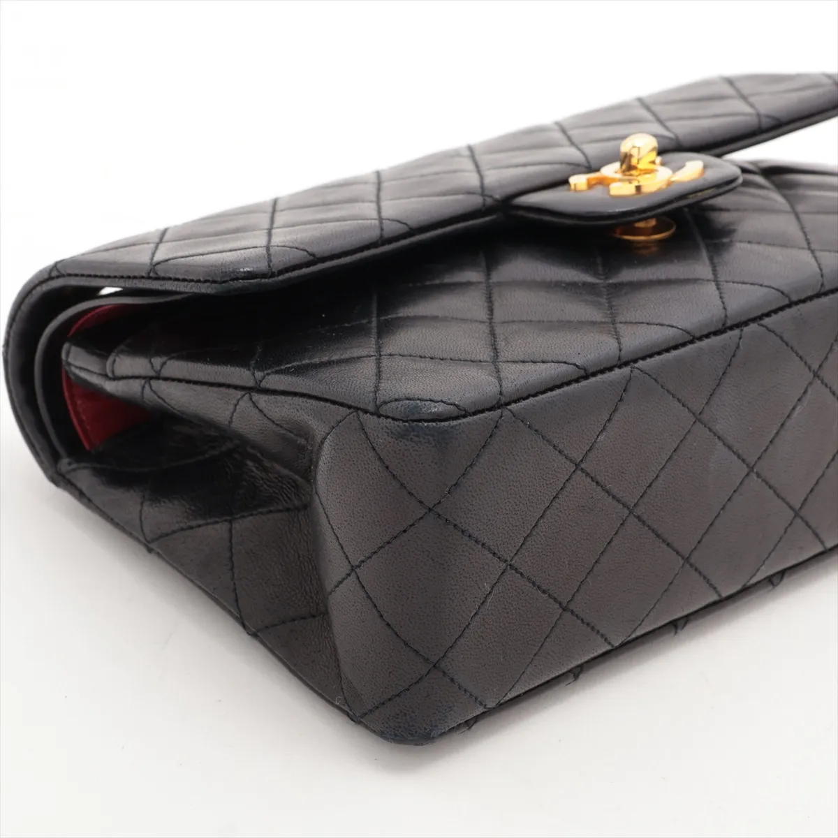 Matelasse 23 Small Lambskin Double Flap Double Chain Bag Black Gold Hardware 0355871 Series 0 A01113 — view 4