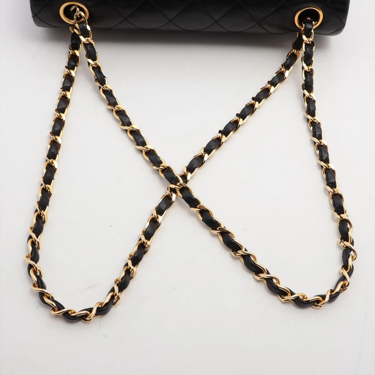 Matelasse 23 Small Lambskin Double Flap Double Chain Bag Black Gold Hardware 0355871 Series 0 A01113 — view 5
