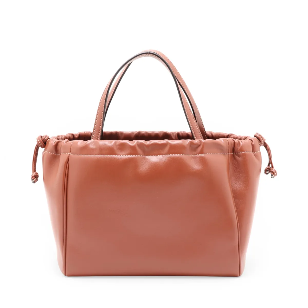 Small Cabas Drawstring Cuir Triomphe Leather 2-Way Handbag Brown — view 2