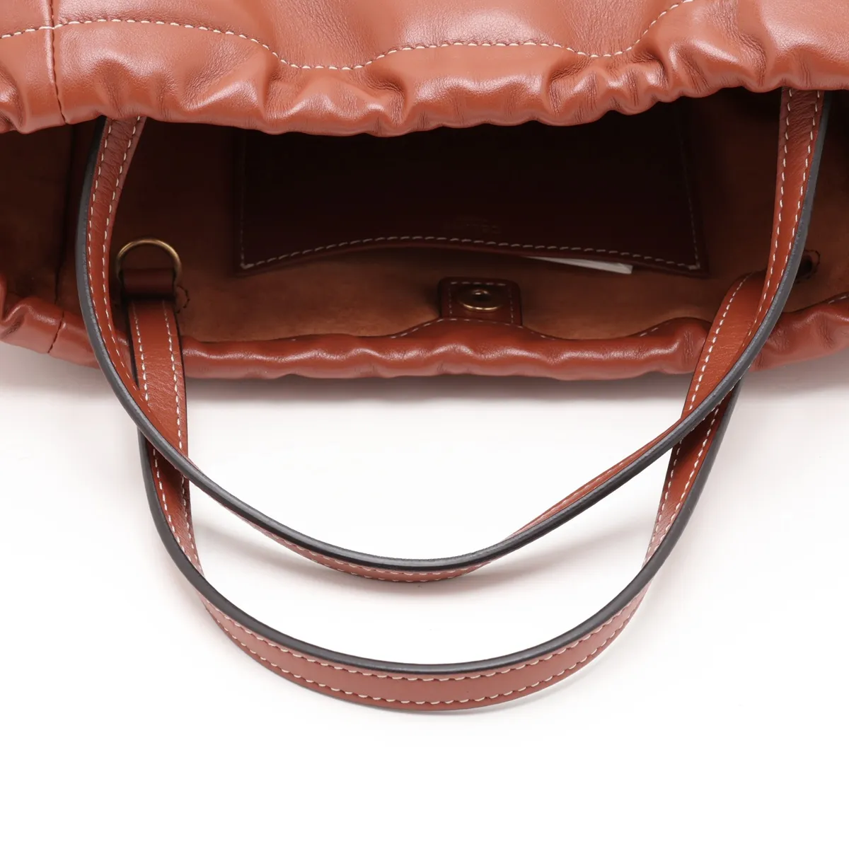Small Cabas Drawstring Cuir Triomphe Leather 2-Way Handbag Brown — view 5
