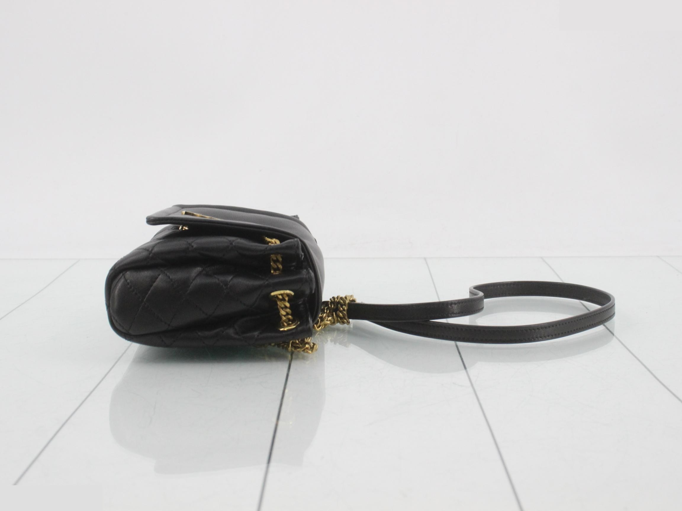 Mini Nolita Leather Chain Shoulder Bag, Black — view 3