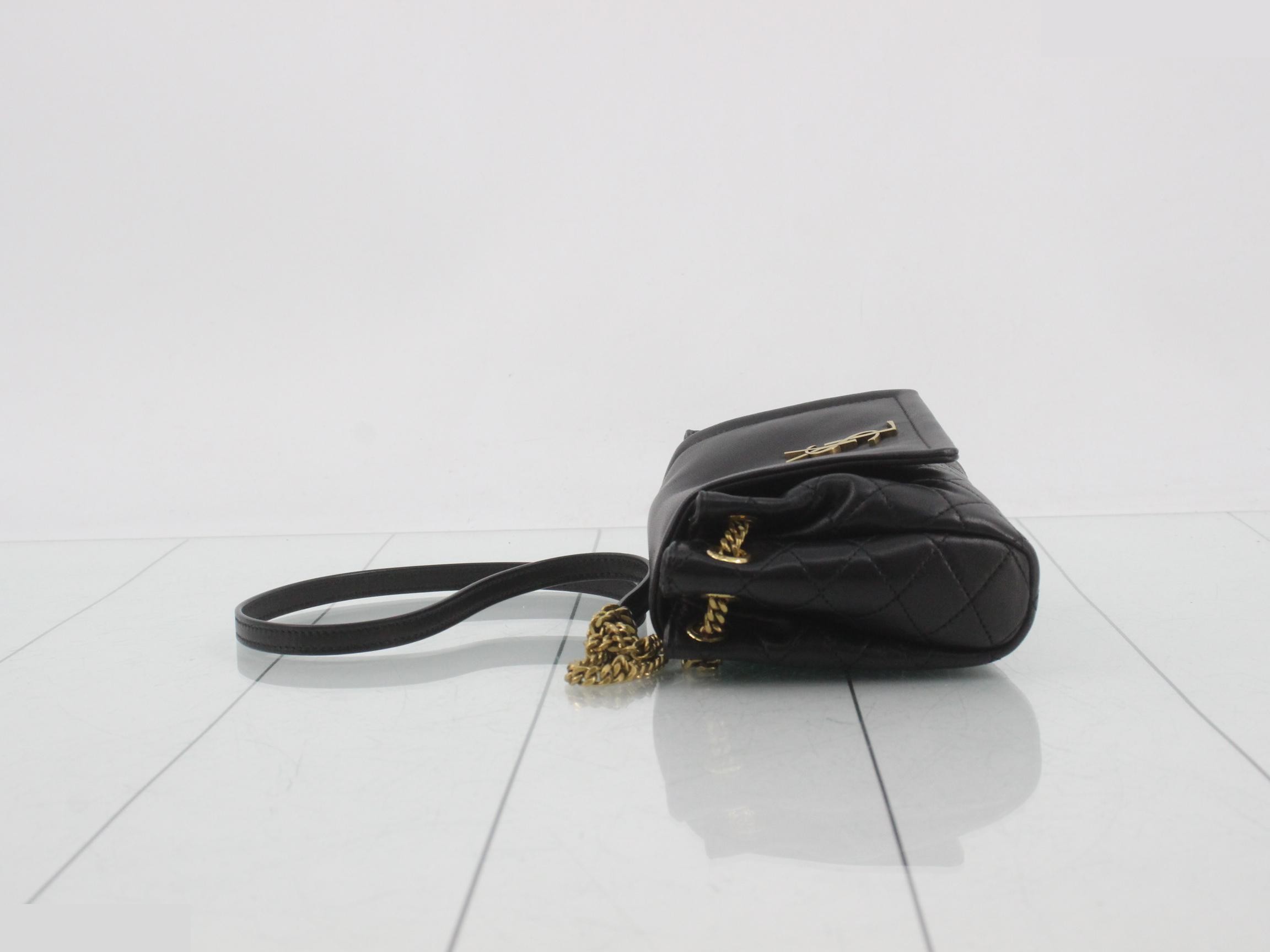 Mini Nolita Leather Chain Shoulder Bag, Black — view 4