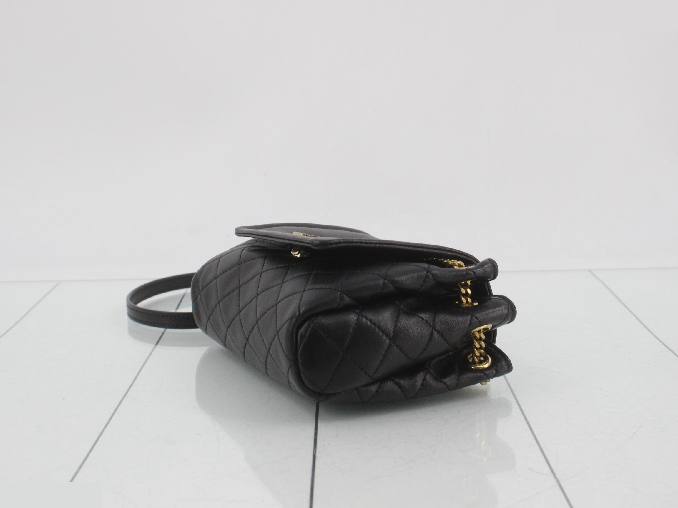 Mini Nolita Leather Chain Shoulder Bag, Black — view 6
