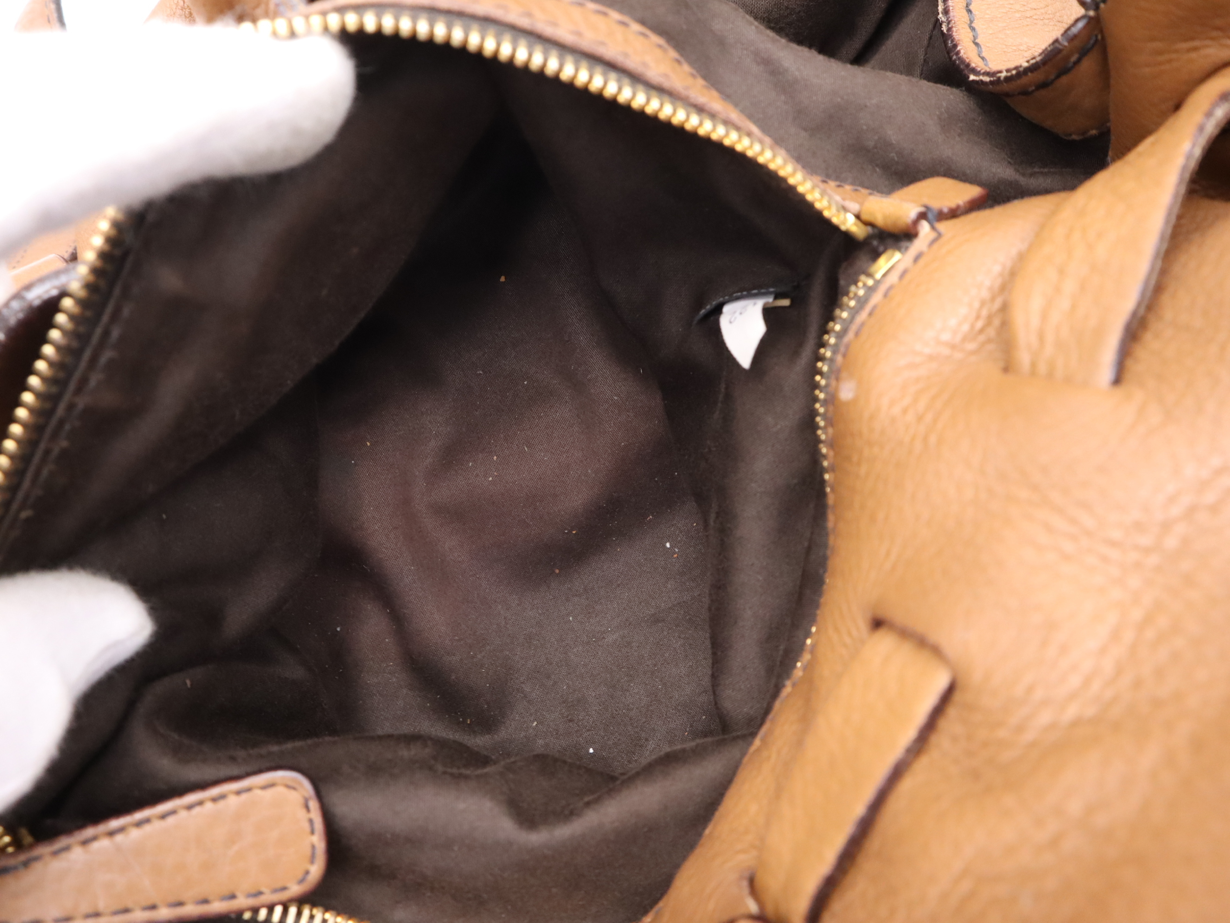 Leather Shoulder Bag, Brown, Gold Hardware — view 13