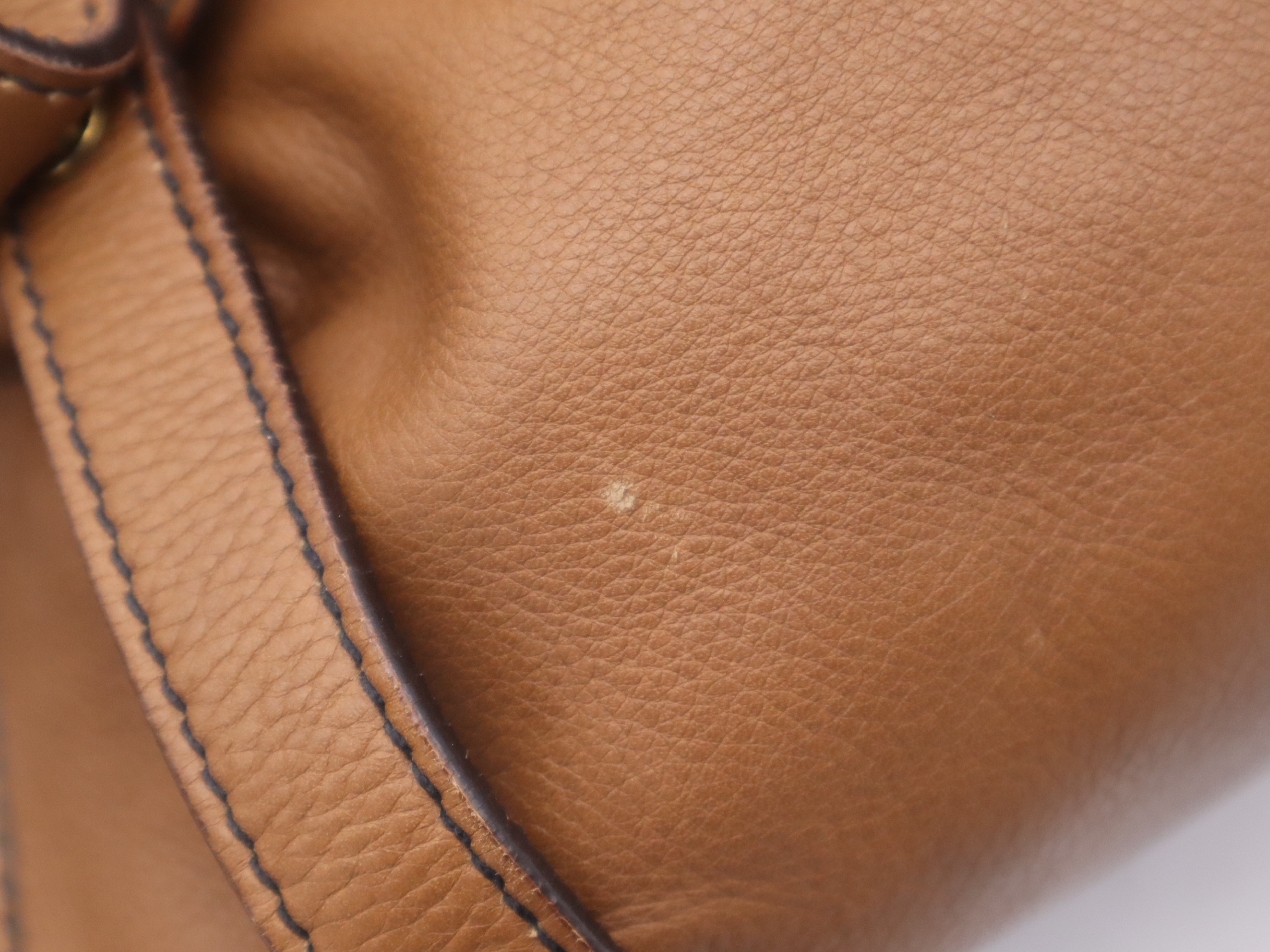 Leather Shoulder Bag, Brown, Gold Hardware — view 10