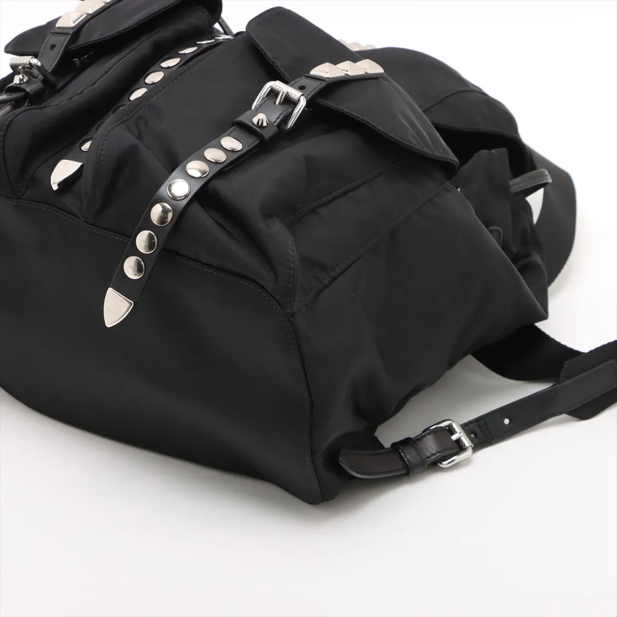 Tessuto Nylon x Leather Backpack/Rucksack, Black, 1BZ811, Unsigned Guarantee Card — view 3