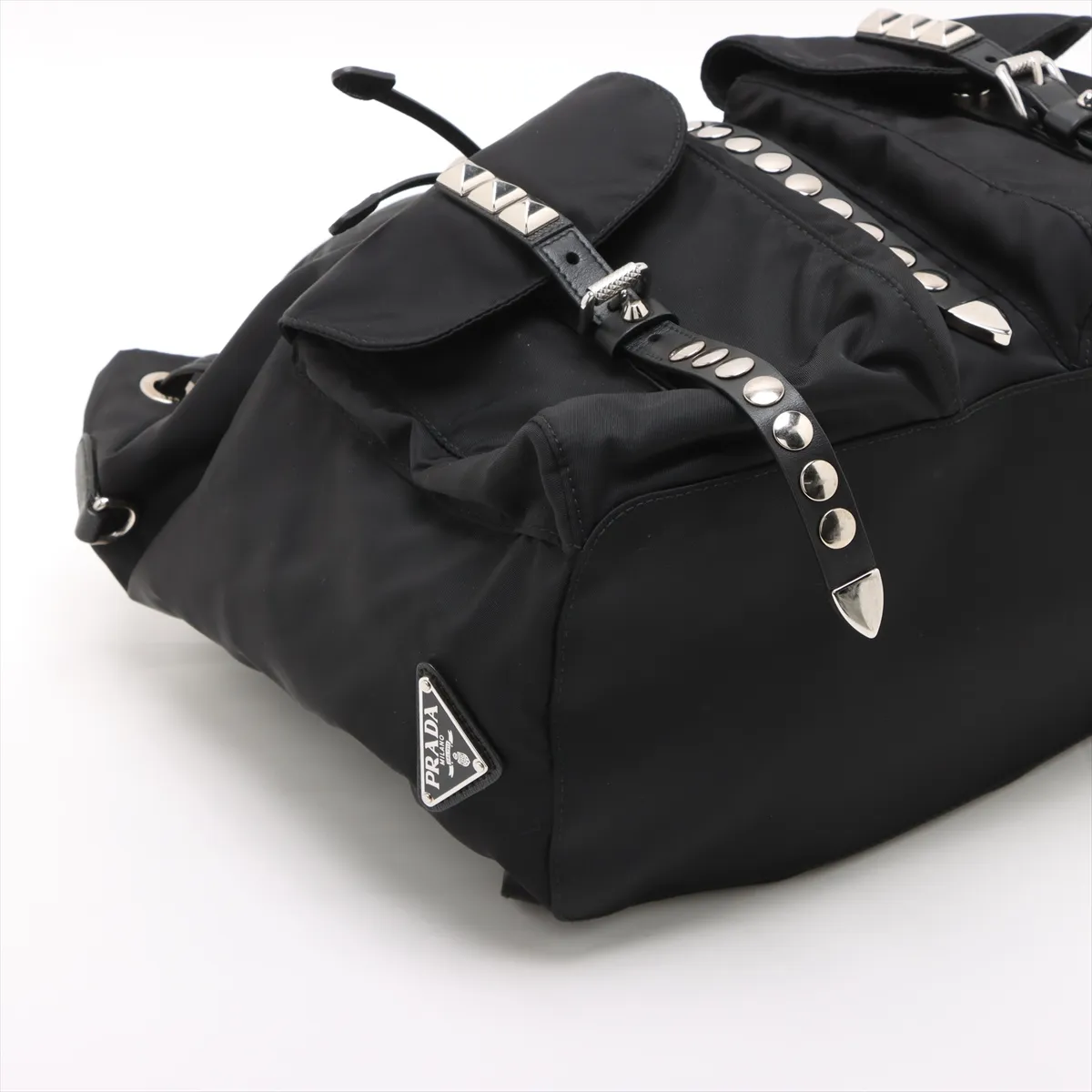 Tessuto Nylon x Leather Backpack/Rucksack, Black, 1BZ811, Unsigned Guarantee Card — view 4