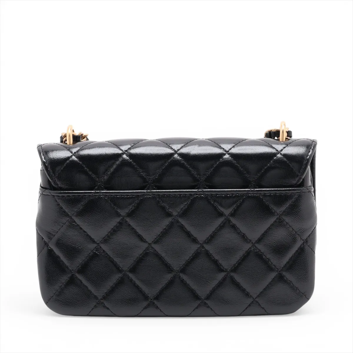 Matelassé Lambskin Chain Shoulder Bag, Black with Gold Hardware, KT9G1204, Random Serial Number AP3373 — view 2