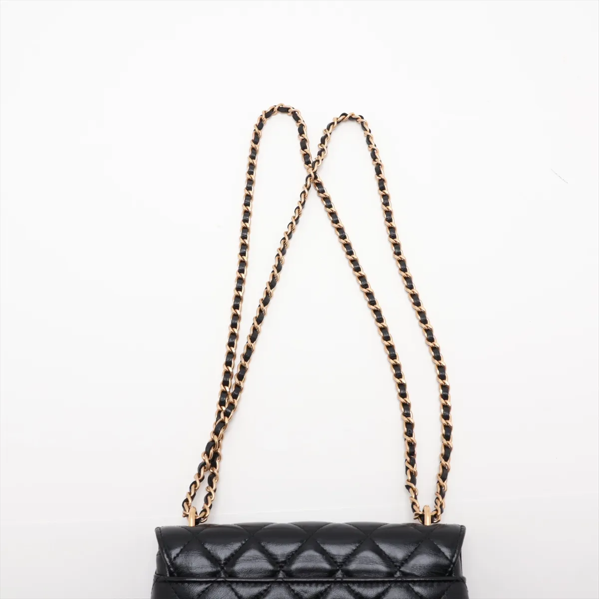 Matelassé Lambskin Chain Shoulder Bag, Black with Gold Hardware, KT9G1204, Random Serial Number AP3373 — view 6
