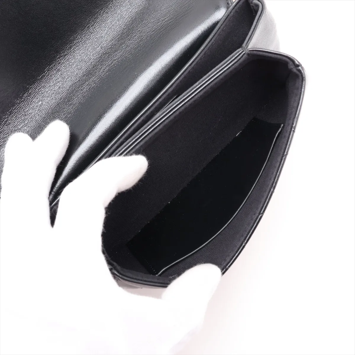 Matelassé Lambskin Chain Shoulder Bag, Black with Gold Hardware, KT9G1204, Random Serial Number AP3373 — view 7