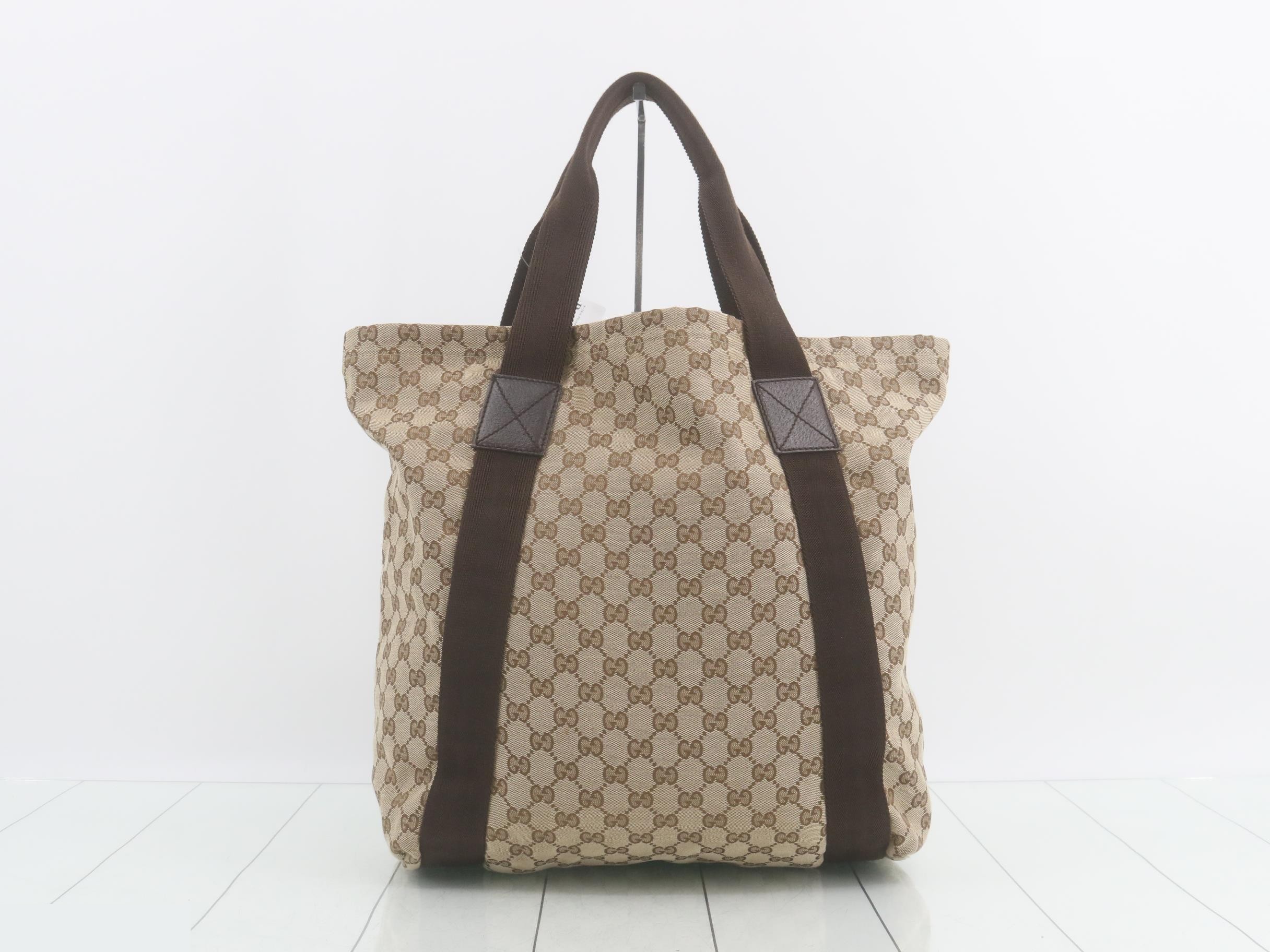 GG Canvas Shopper Tote, Brown, 33 x 36 x 12 cm — view 2