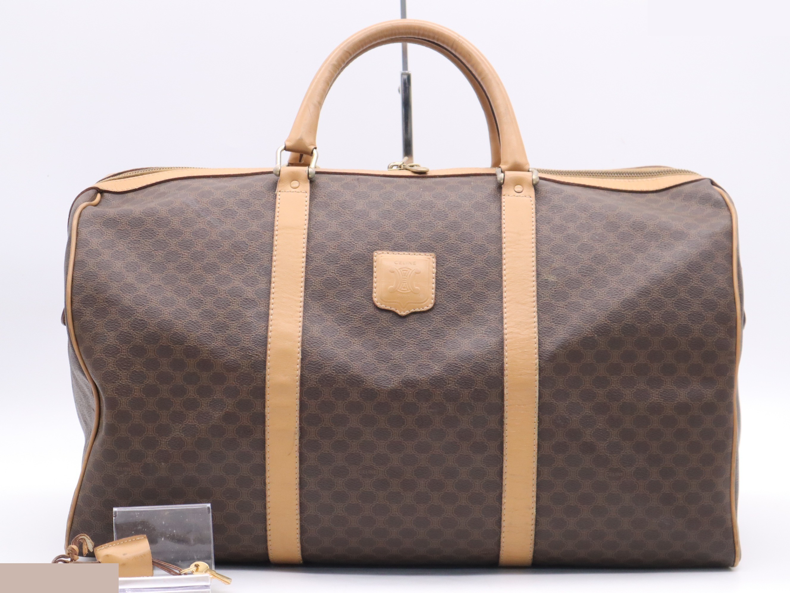 PVC x Leather Macadam Boston Bag, Brown, Gold Hardware