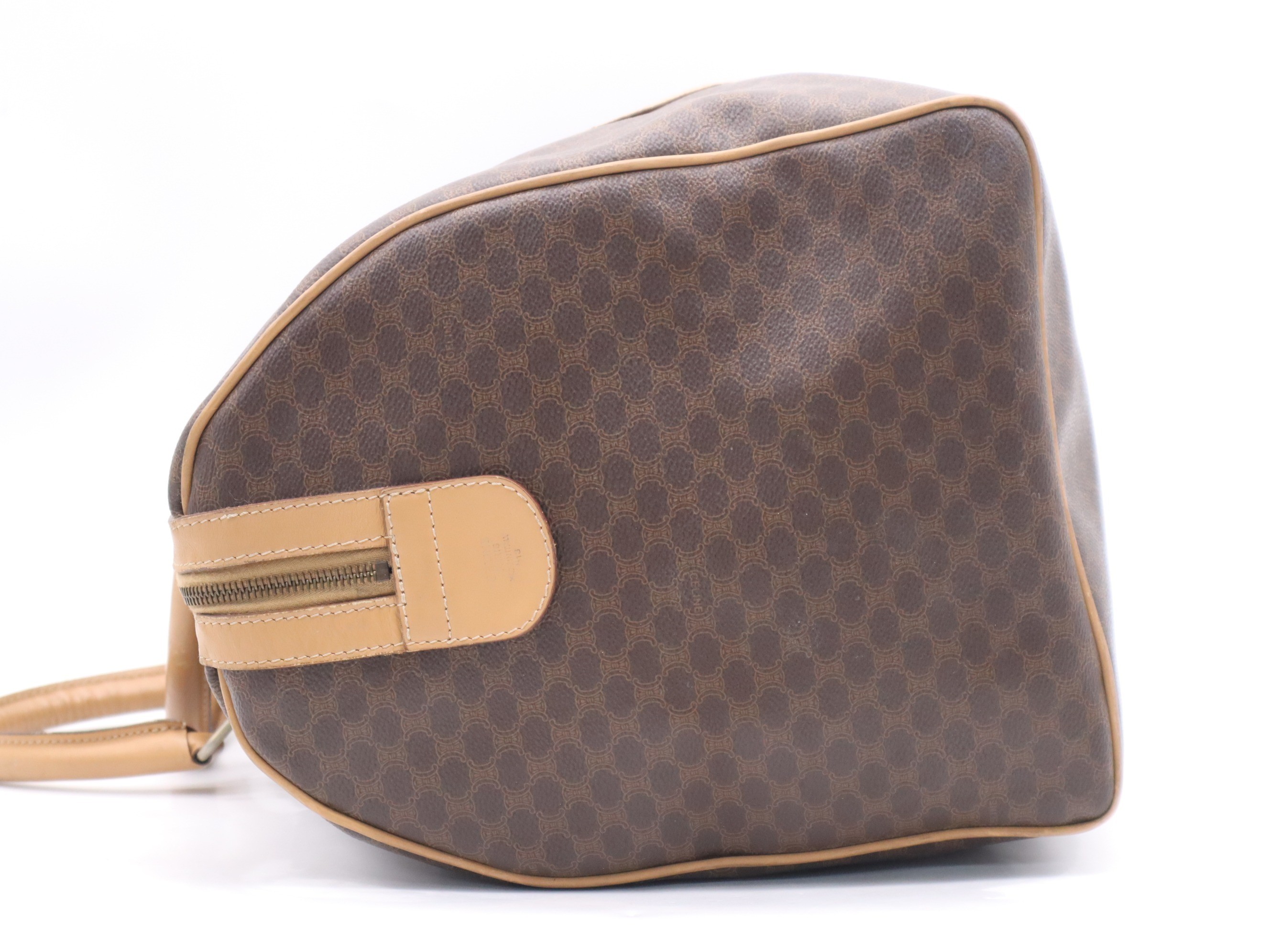 PVC x Leather Macadam Boston Bag, Brown, Gold Hardware — view 3
