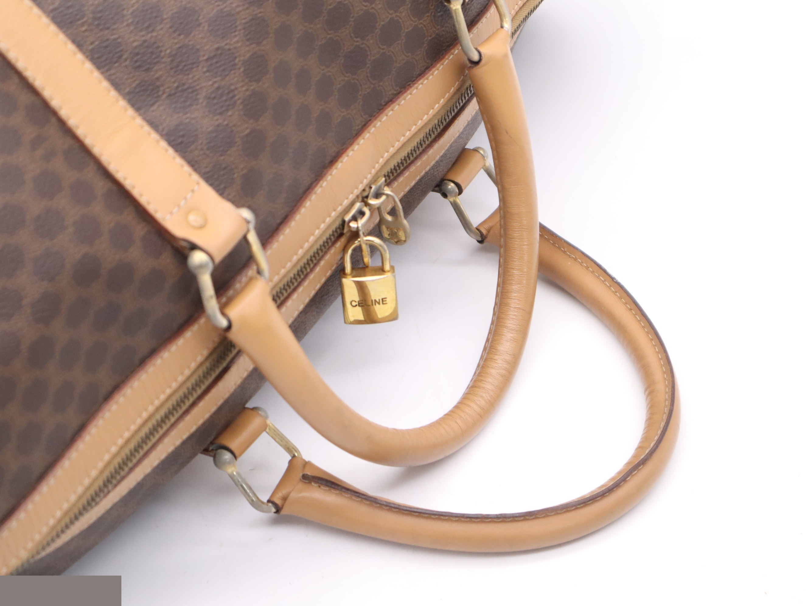 PVC x Leather Macadam Boston Bag, Brown, Gold Hardware — view 6