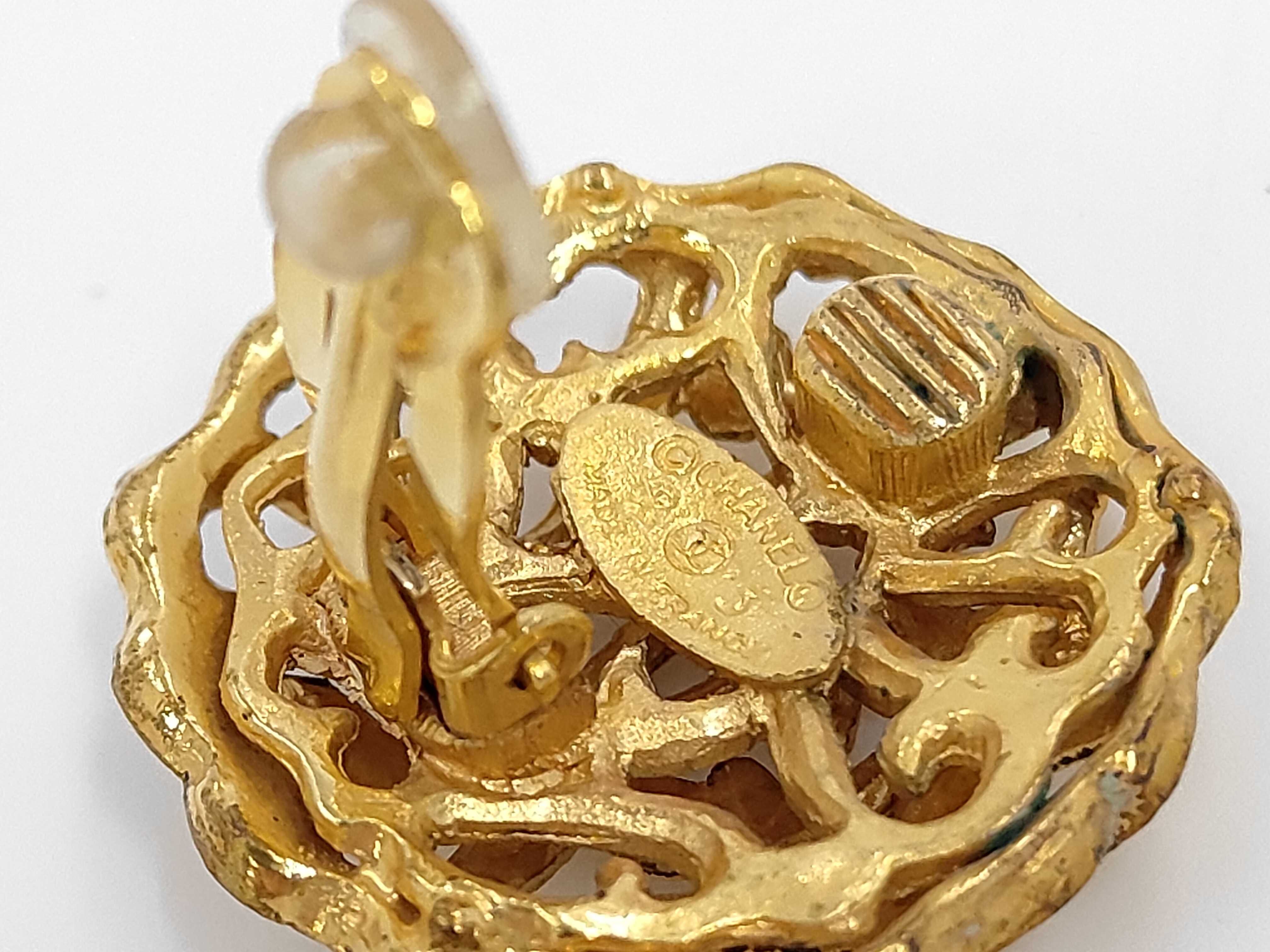 Earrings, Coco Mark Circle, Gold, Size 25, with original box. — view 5