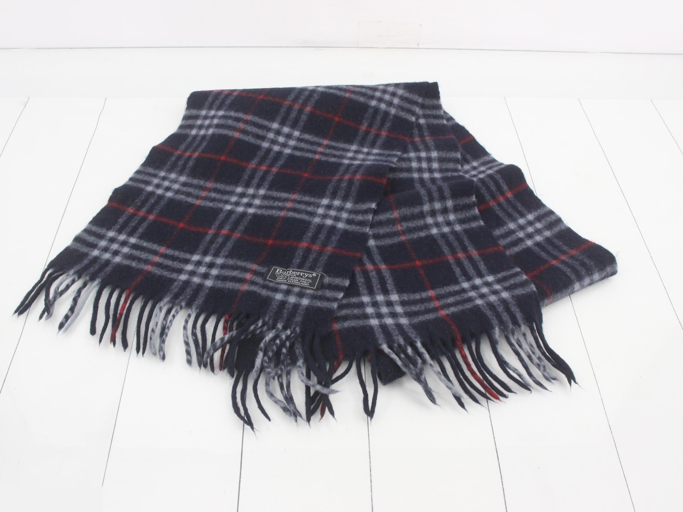Nova Check Scarf, Navy, 100% Wool — view 2