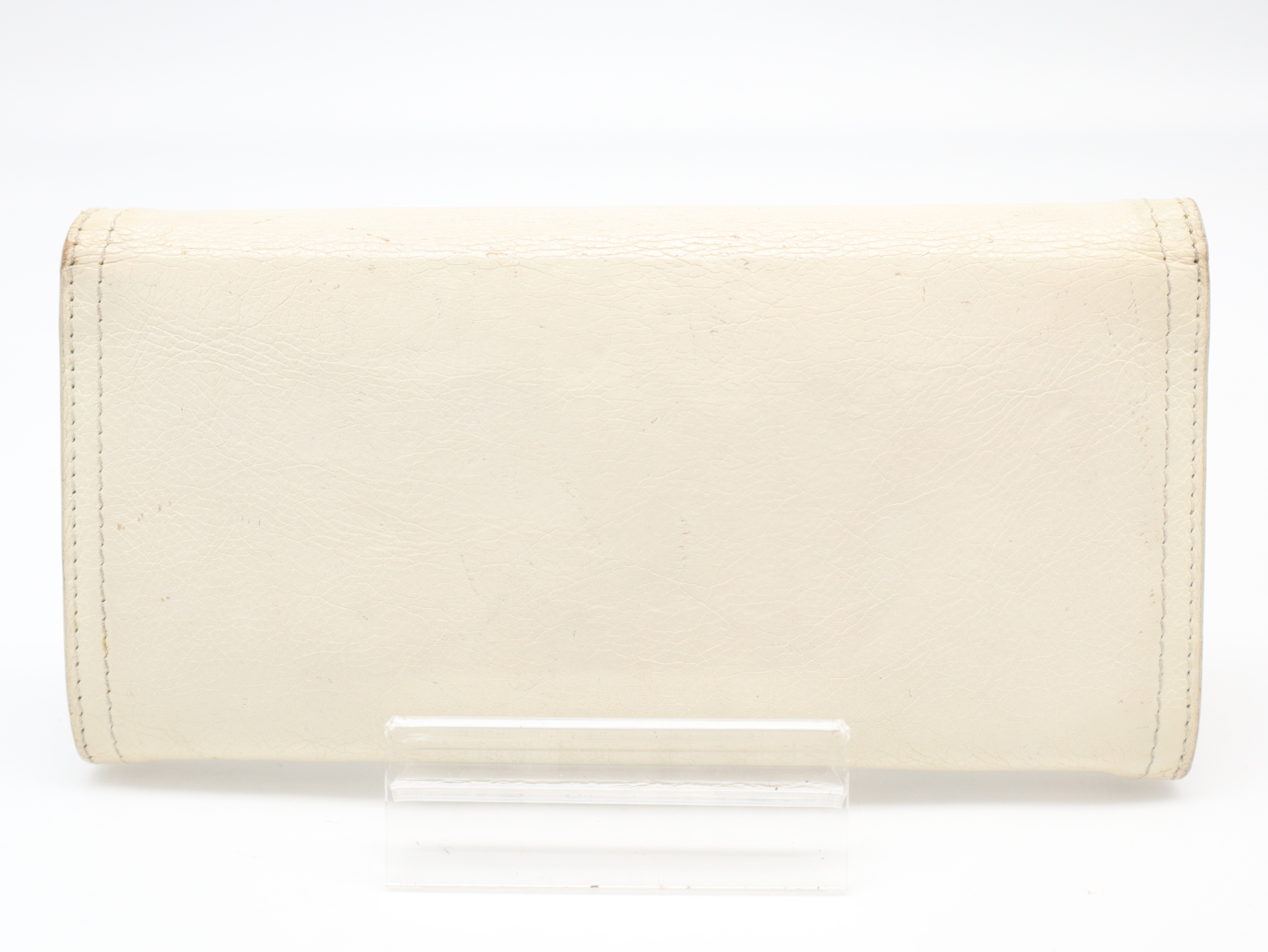 1MH132 Tape Logo Long Wallet, Ivory — view 2