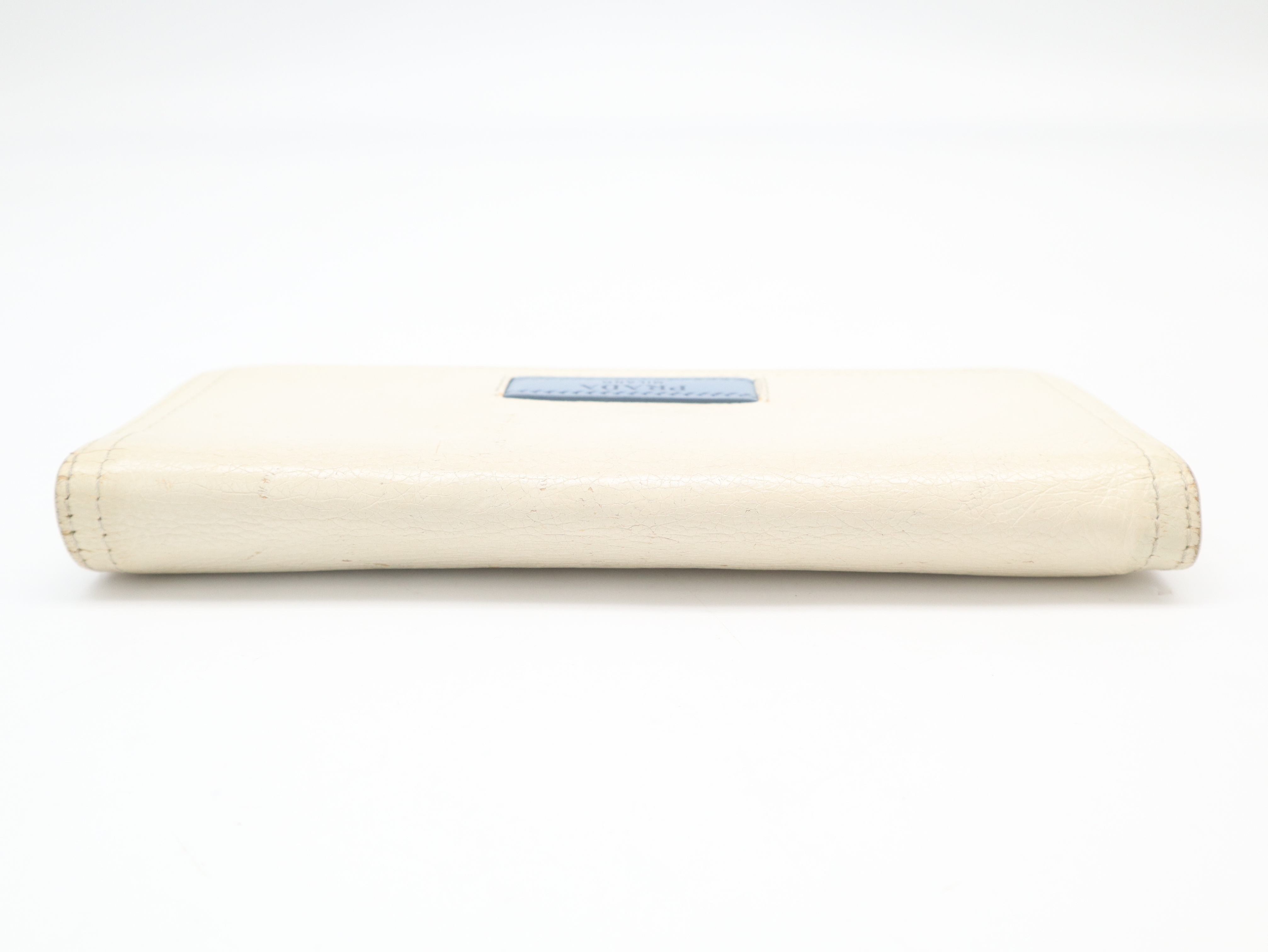 1MH132 Tape Logo Long Wallet, Ivory — view 3