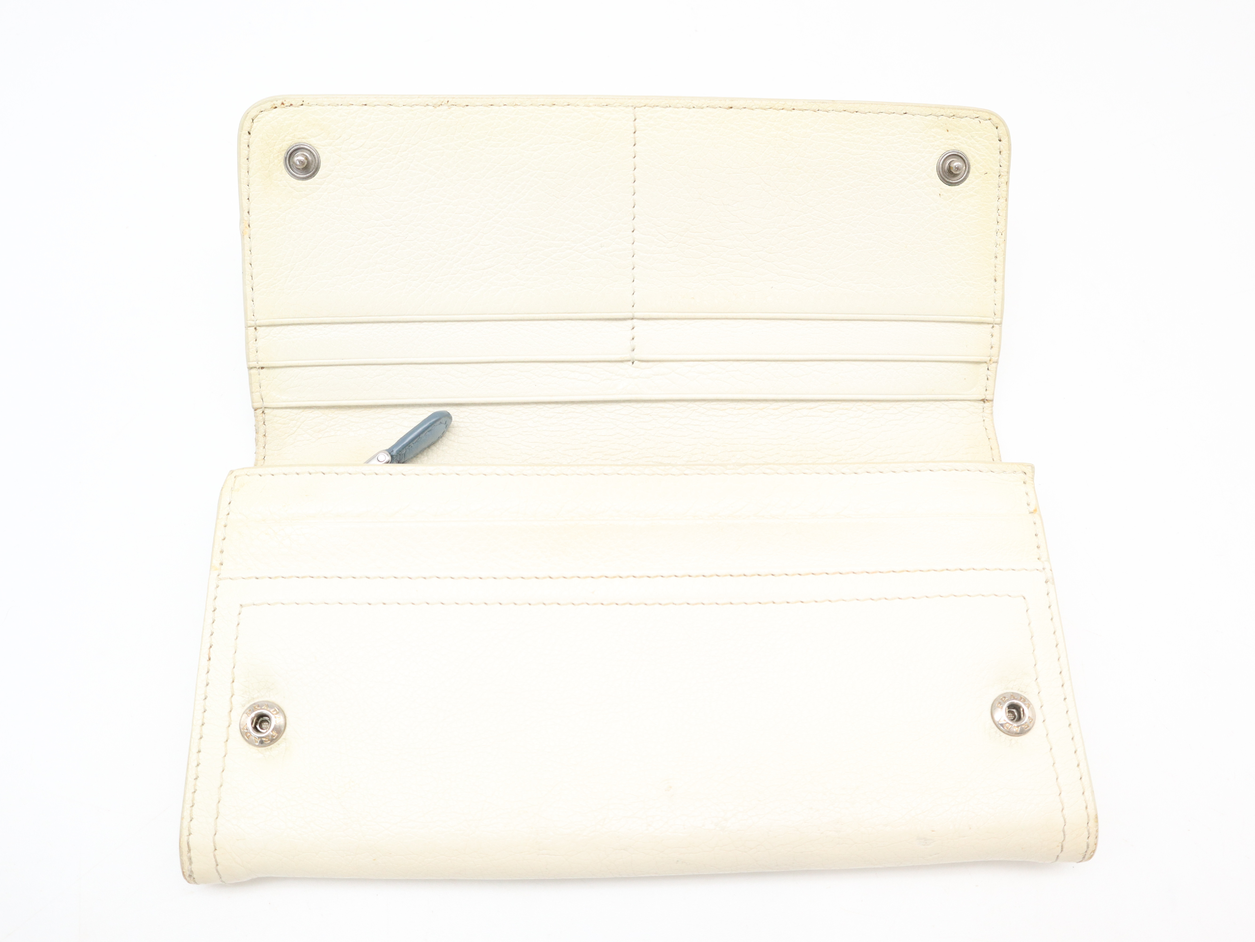 1MH132 Tape Logo Long Wallet, Ivory — view 9