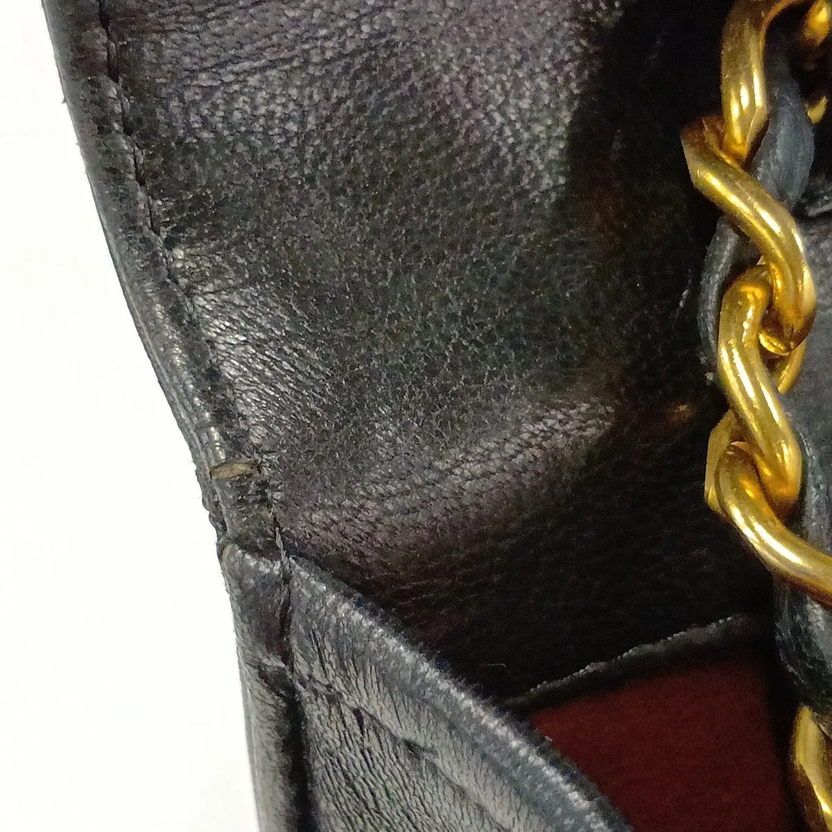 Matelassé Lambskin Chain Shoulder Bag, Push-Lock, Black with Gold Hardware — view 9