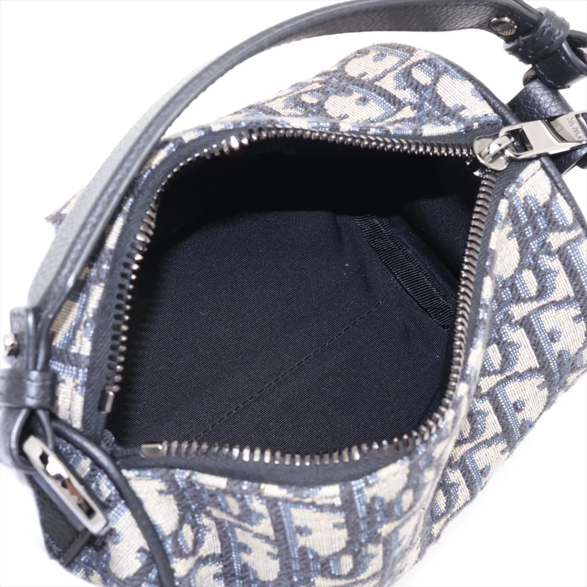 Oblique Roller Bag, Canvas x Leather Shoulder Bag, Navy x Black — view 8
