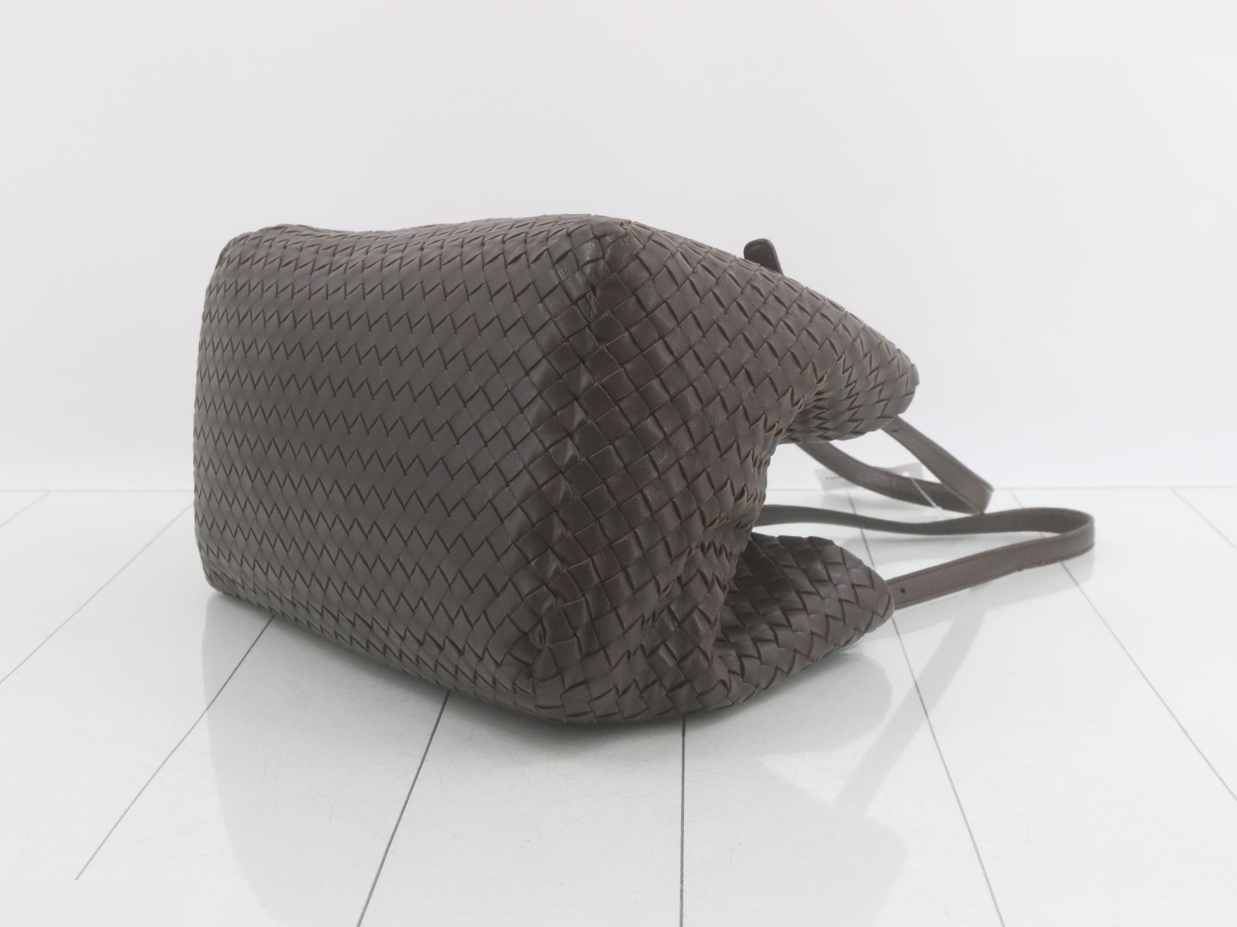 Intrecciato Leather Tote Bag — view 6