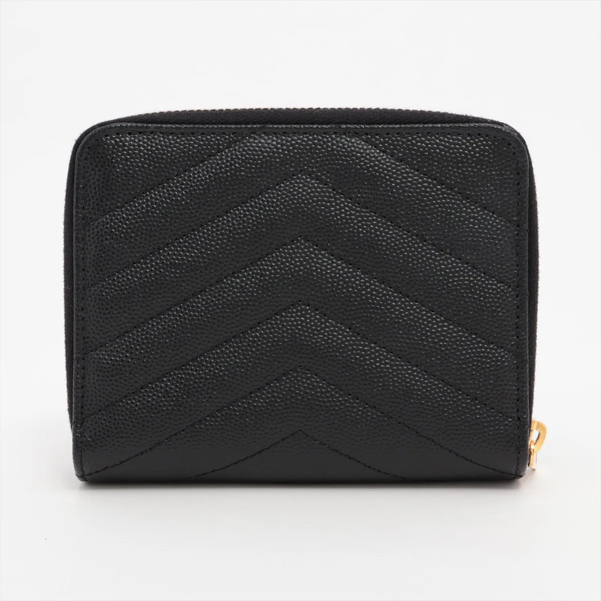 V Stitch YSL Logo BND668288 Leather Compact Wallet Black — view 2