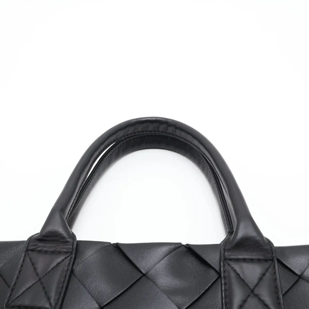 Maxi Intrecciato Leather Tote Bag, Black — view 6