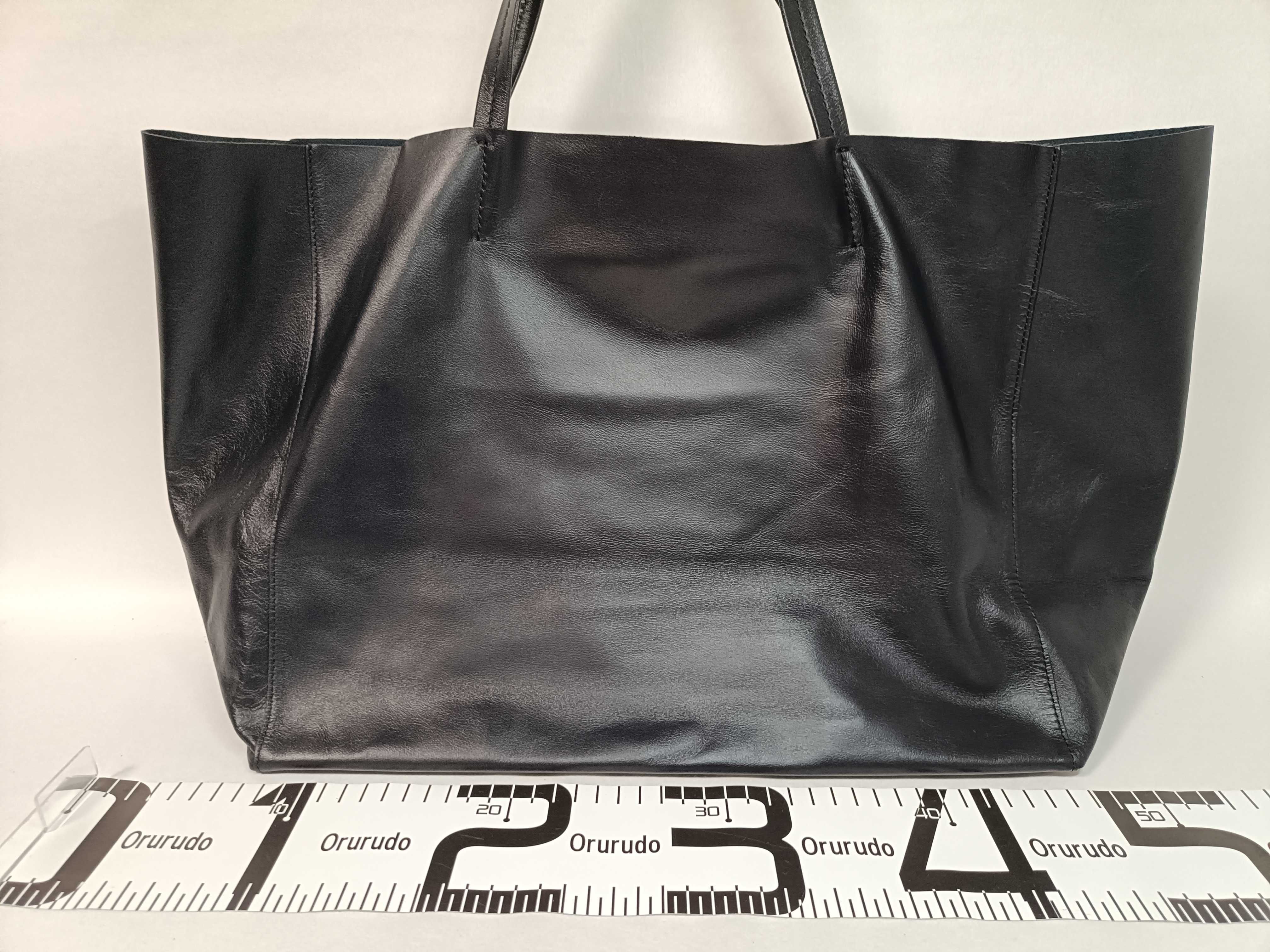Horizontal Cabas Leather Tote Bag, Black Tote Bag — view 2
