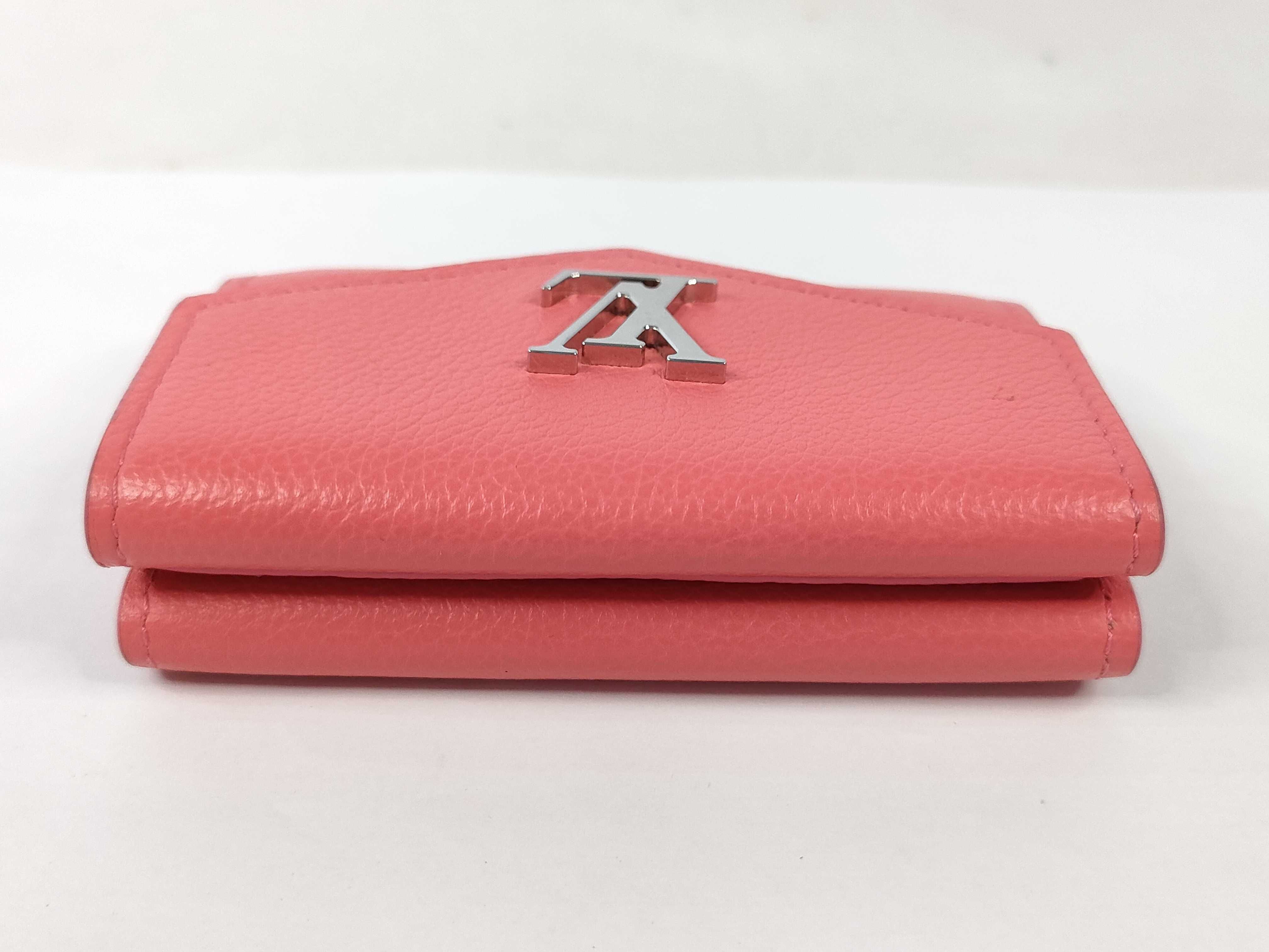 Pink Calf Leather Portefeuille Lockmini Wallet — view 6