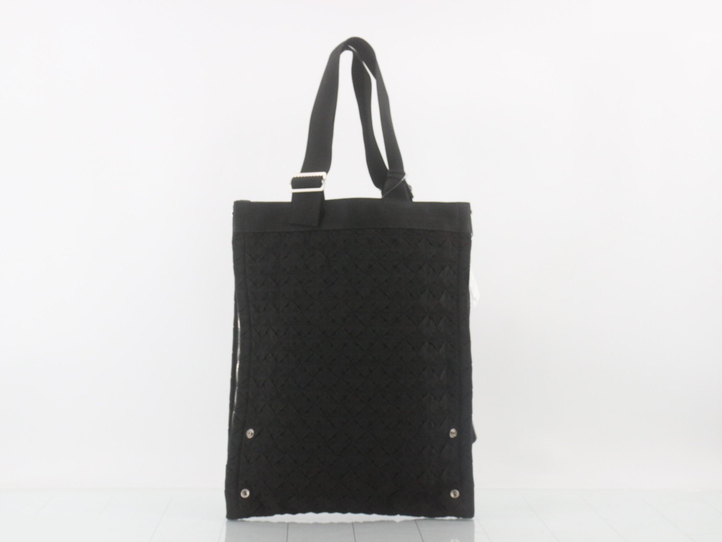 Maxi Intrecciato Tote Bag, Canvas, Black — view 2