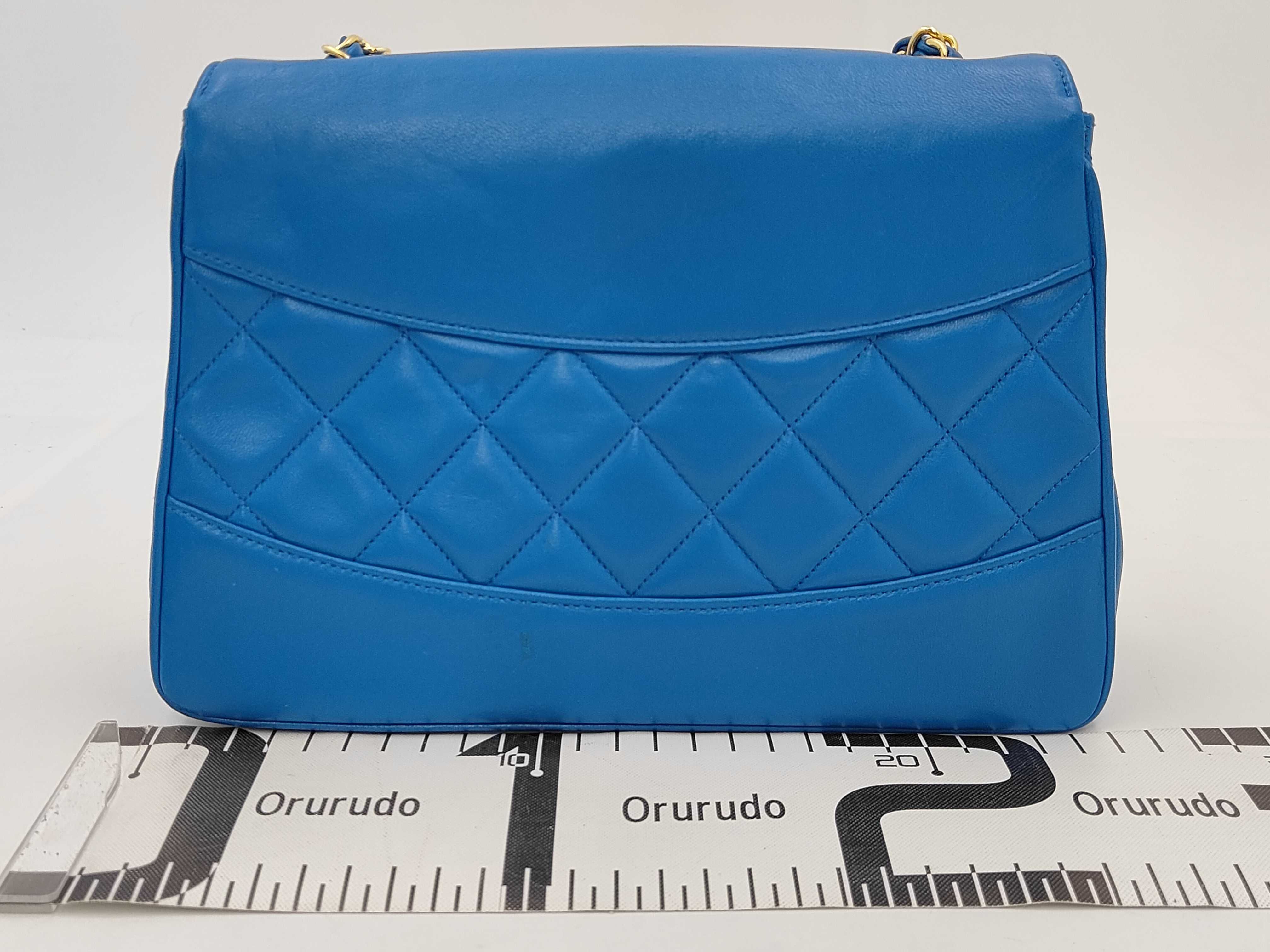 Vintage Trapezoid Single Flap Chain Shoulder Bag, Blue, 1795322 — view 2